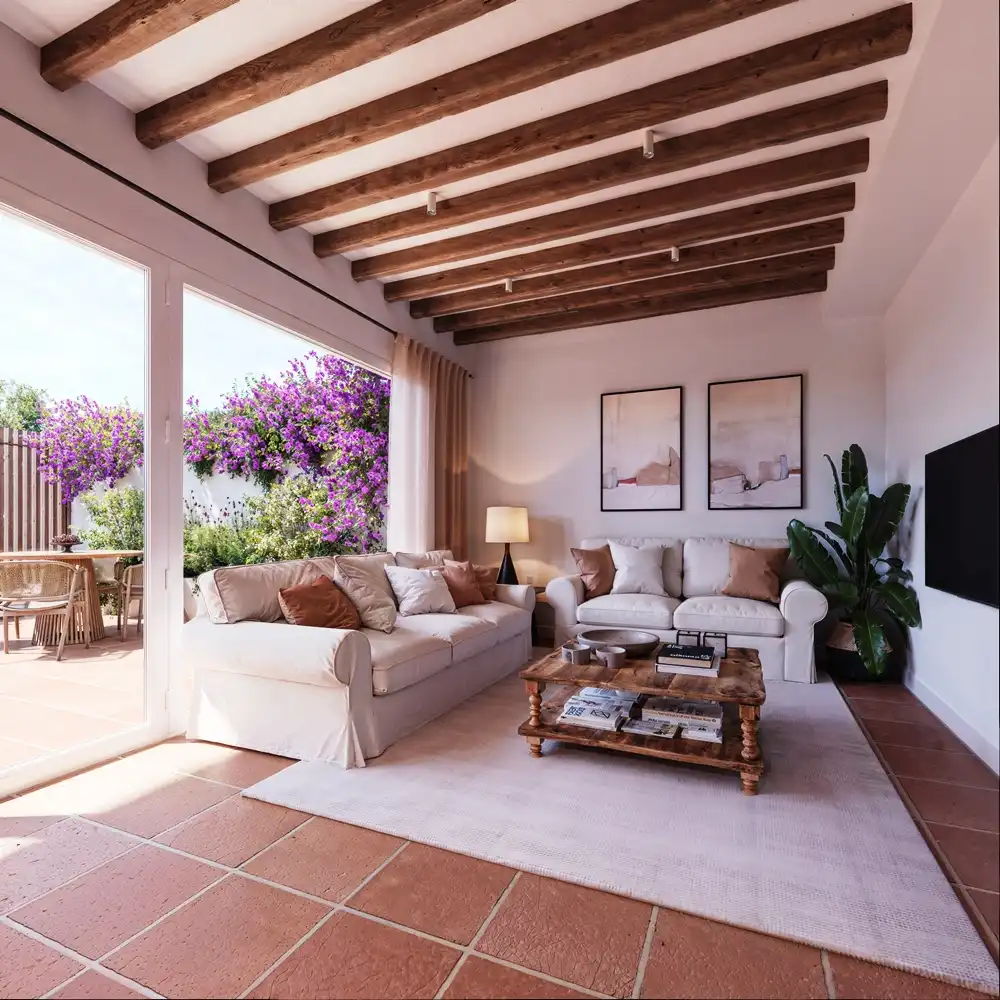 Sala d'estar de Casa o xalet en venda en Higuera de la Sierra amb Terrassa i Piscina comunitària