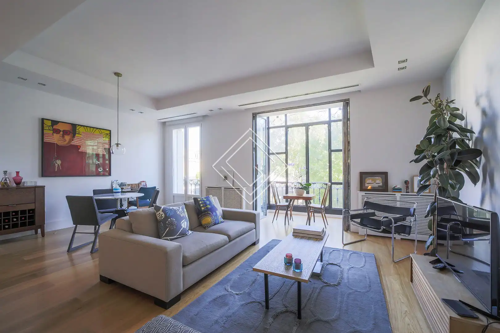 Wohnzimmer von Wohnung zur Miete in Madrid mit Klimaanlage, Heizung und Haustiere erlaubt