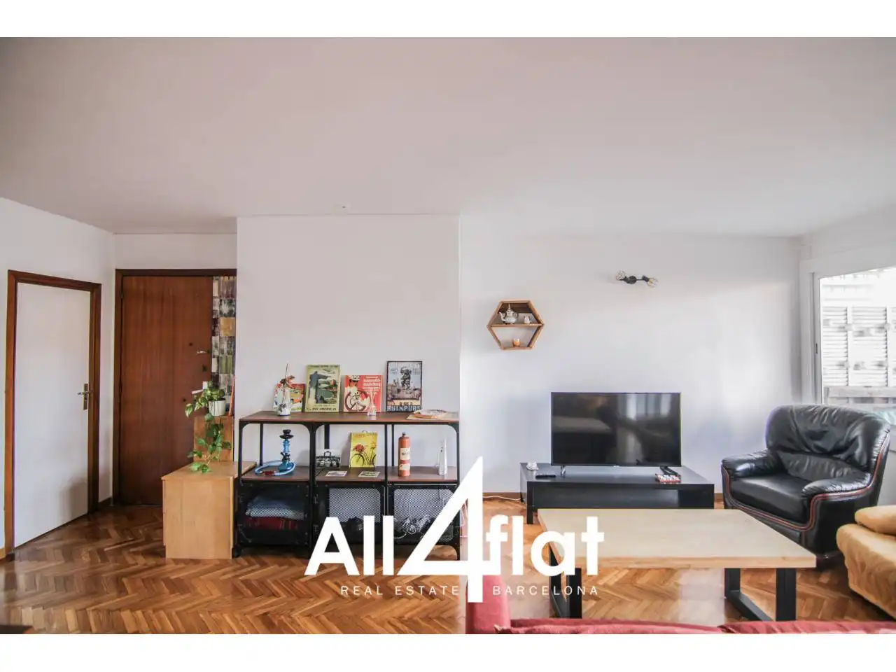Wohnzimmer von Wohnung zur Miete in Barcelona mit Heizung, Parkett und Terrasse