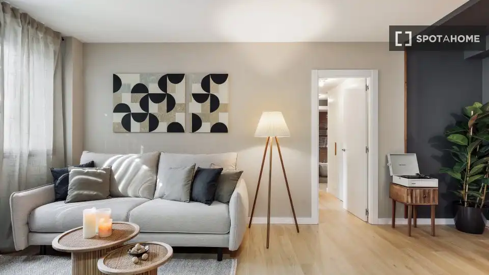 Living room of Flat for rent in Barcelona  with Air Conditioner, Heating and Furnished