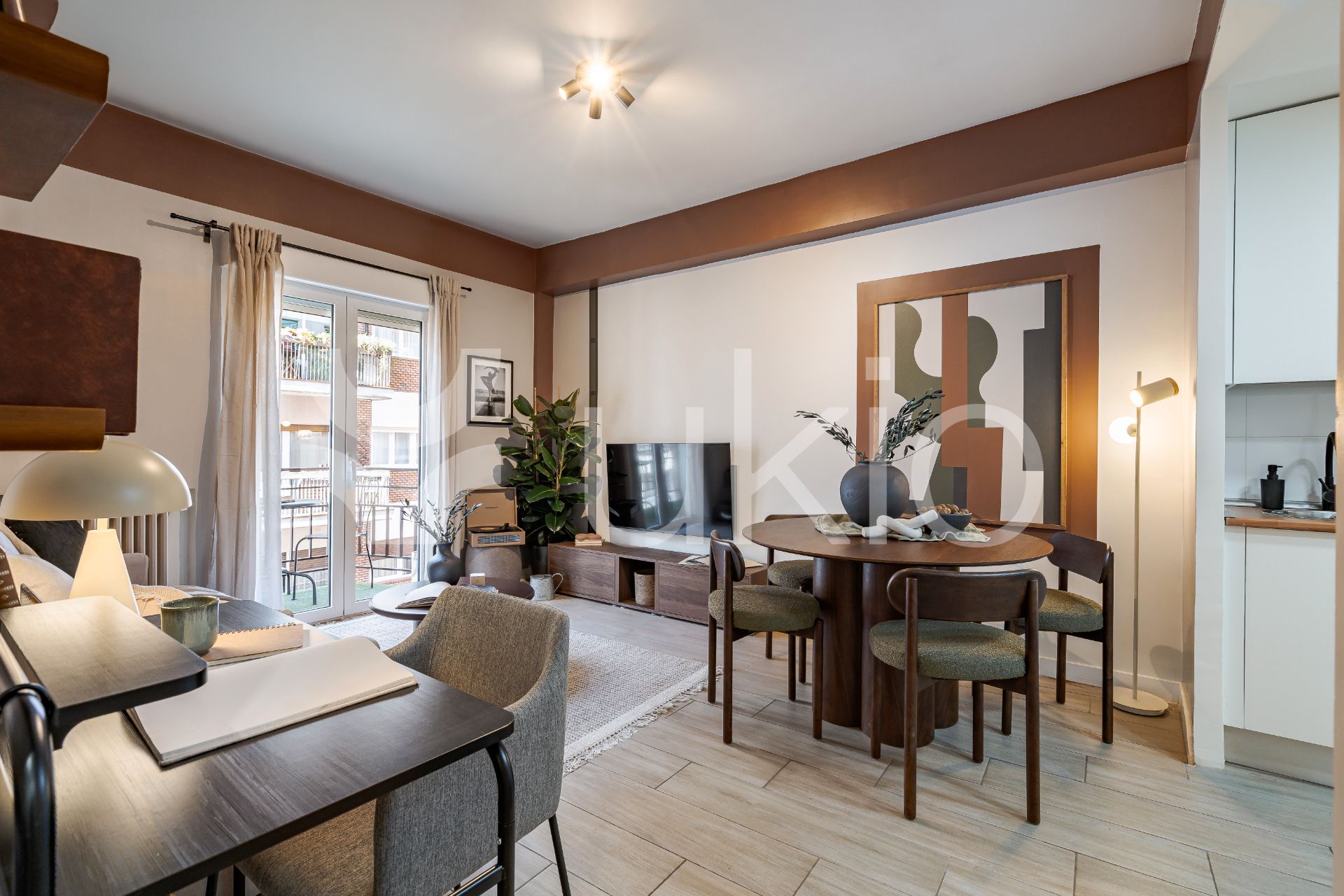 Sala d'estar de Apartament de lloguer en  Madrid Capital amb Aire condicionat, Calefacció i Moblat