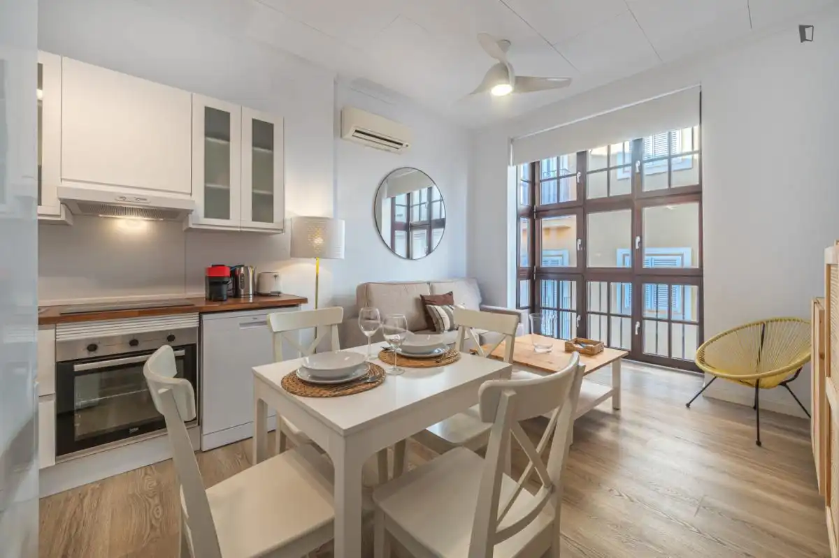 Menjador de Apartament de lloguer en Málaga amb Aire condicionat, Moblat i Forn