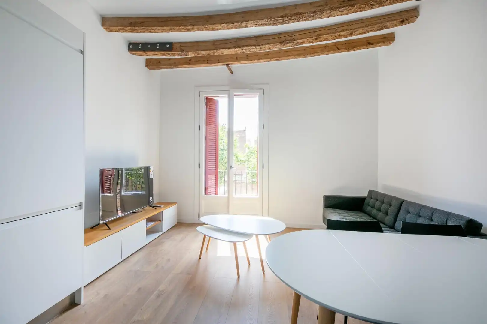 Wohnzimmer von Wohnung zur Miete in Barcelona mit Klimaanlage, Heizung und Parkett