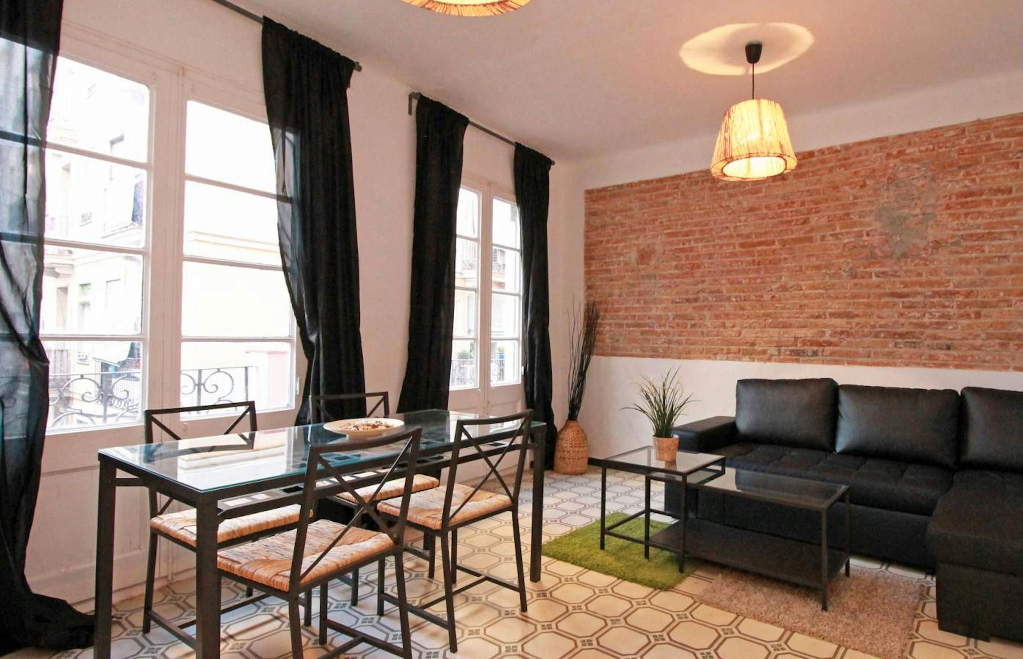 Sala d'estar de Pis de lloguer en  Barcelona Capital amb Moblat, Rentadora i TV