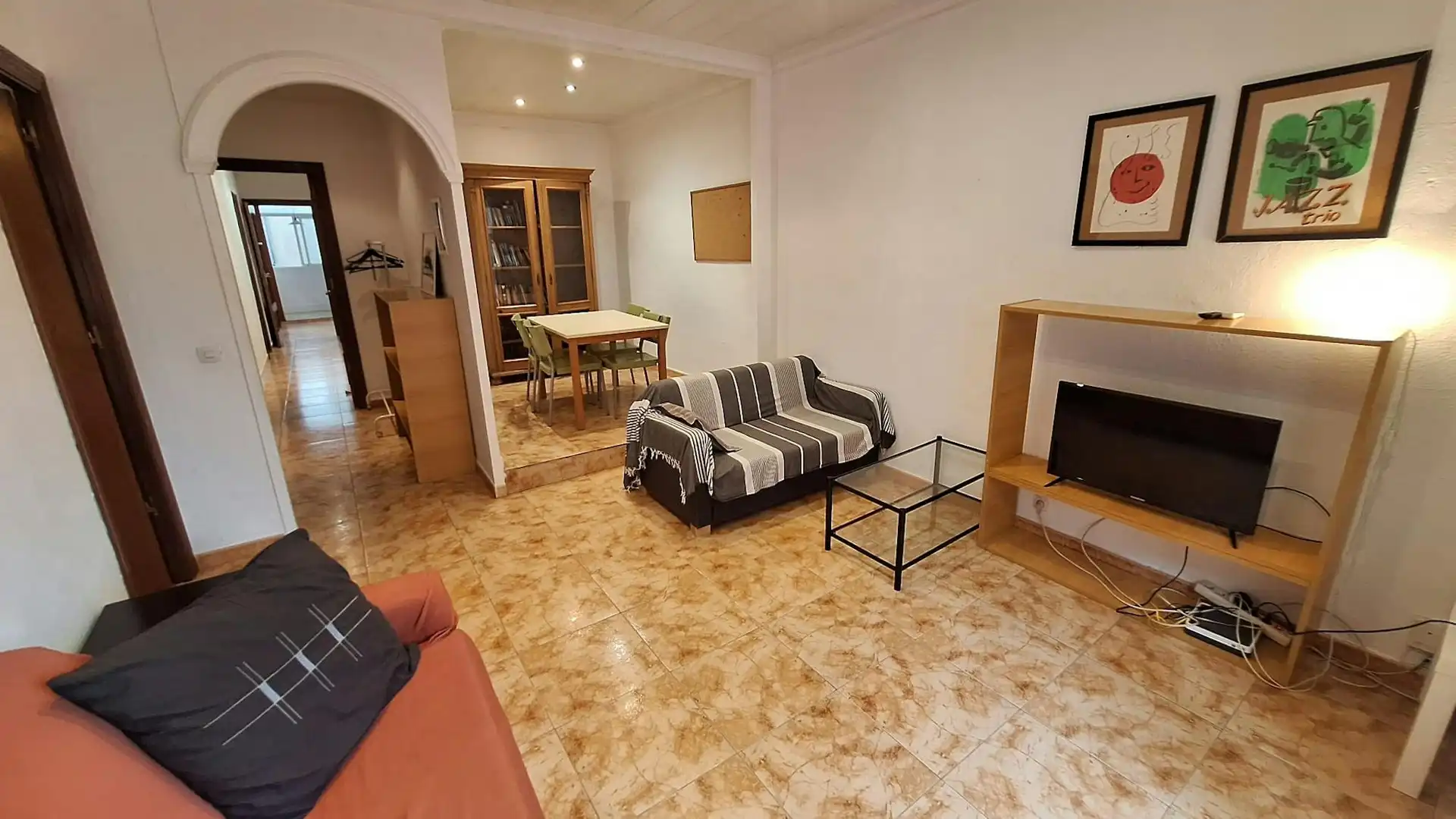 Sala de estar de Piso para compartir en Barcelona con Calefacción, Amueblado y Lavadora