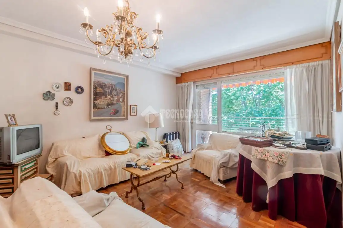 Sala de estar de Piso en venta en Madrid con Calefacción, Parquet y Terraza