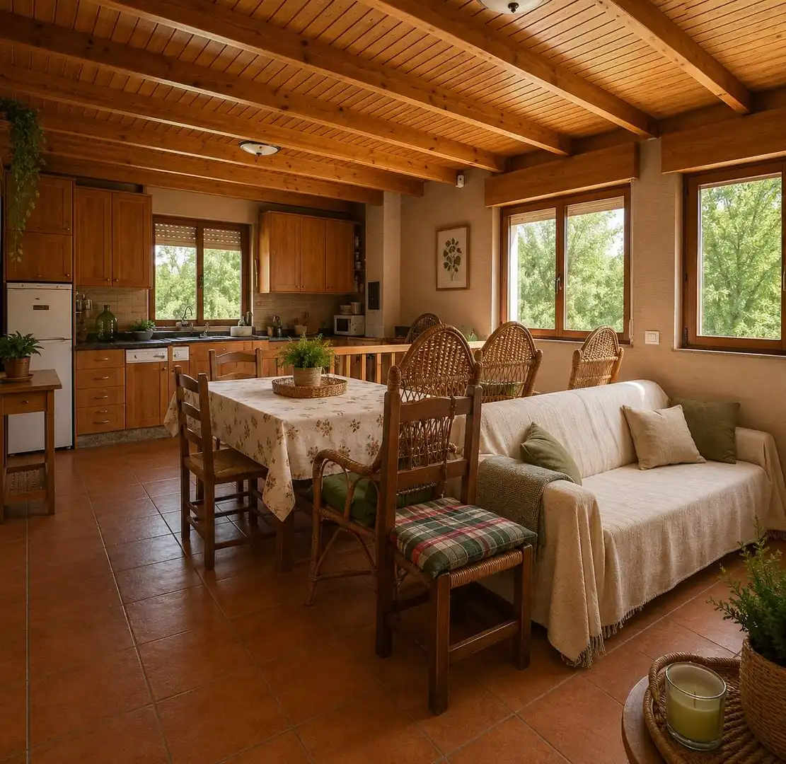 Menjador de Casa o xalet en venda en Valdefresno amb Calefacció, Jardí privat i Terrassa