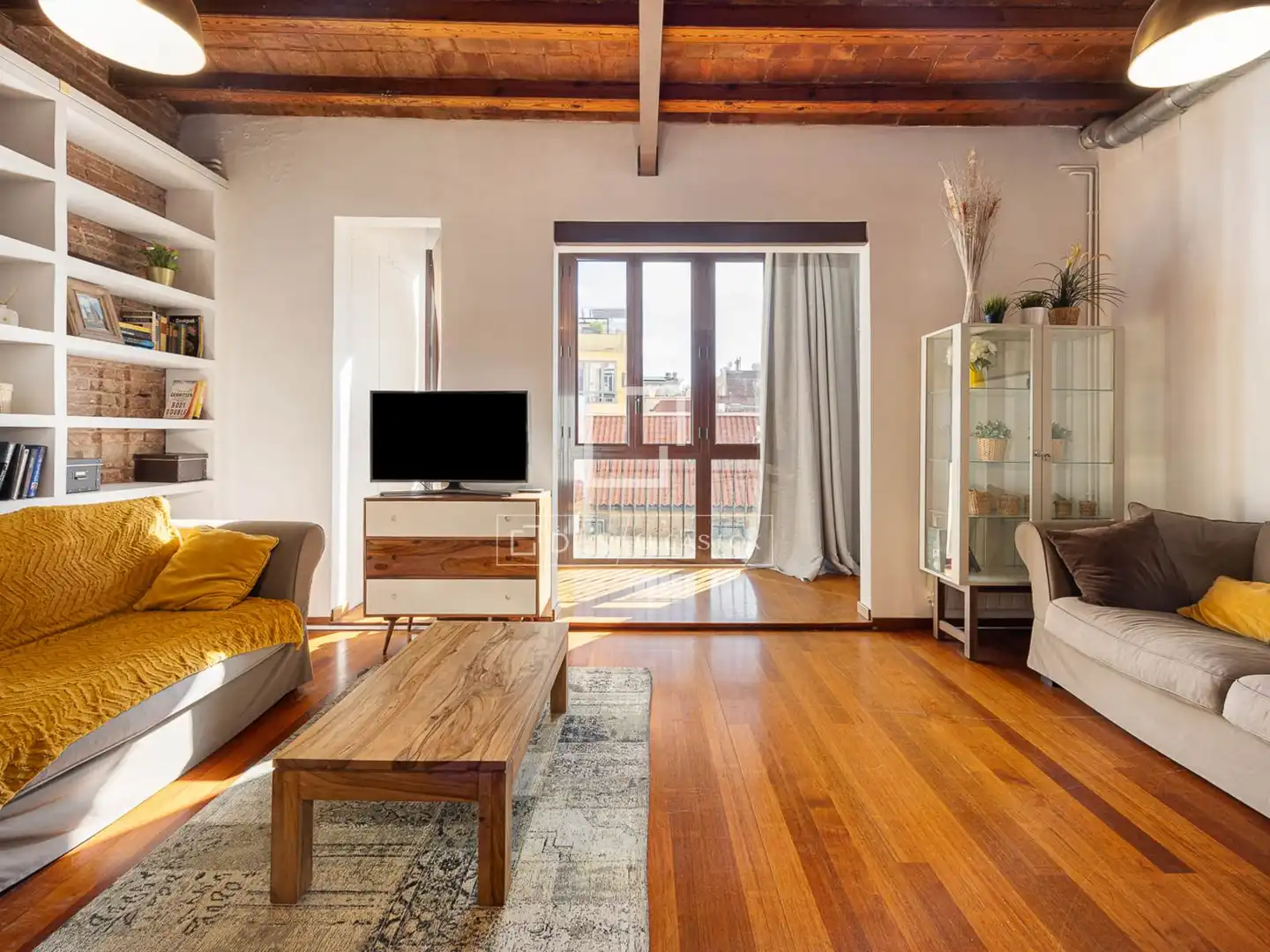 Sala de estar de Piso de alquiler en Barcelona con Aire acondicionado, Parquet y Amueblado