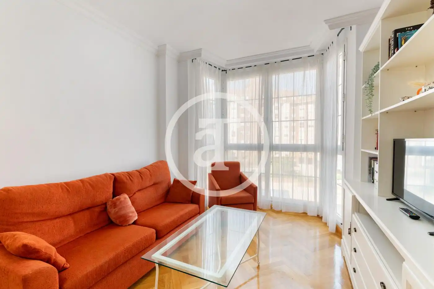 Living room of Flat for rent in Madrid  with Air Conditioner, Heating and Furnished