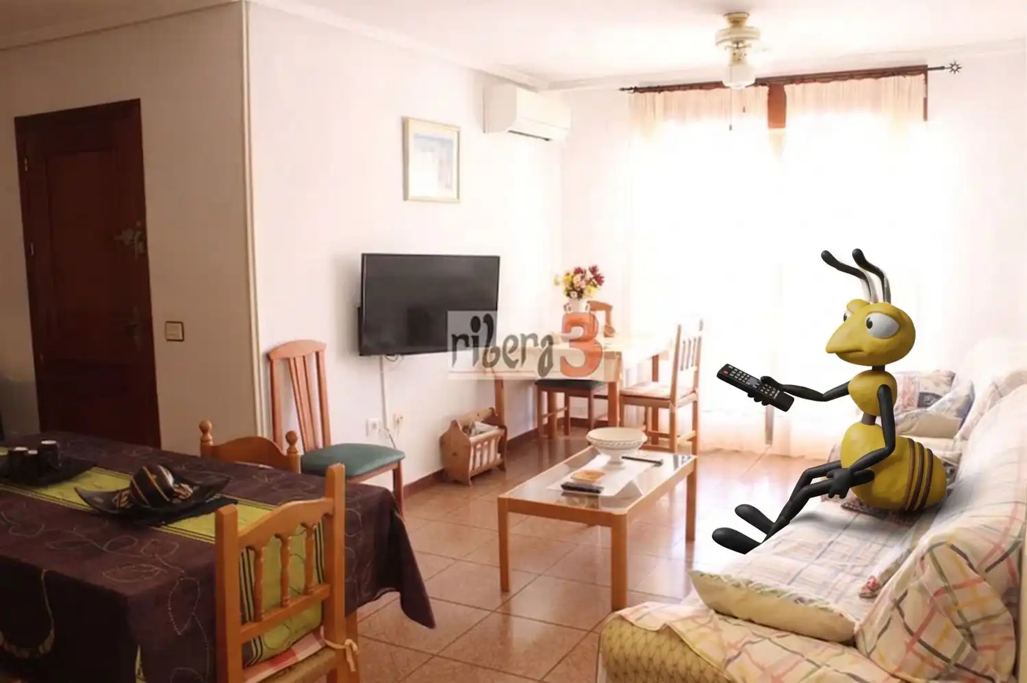 Living room of Flat for sale in San Javier  with Air Conditioner, Terrace and Furnished