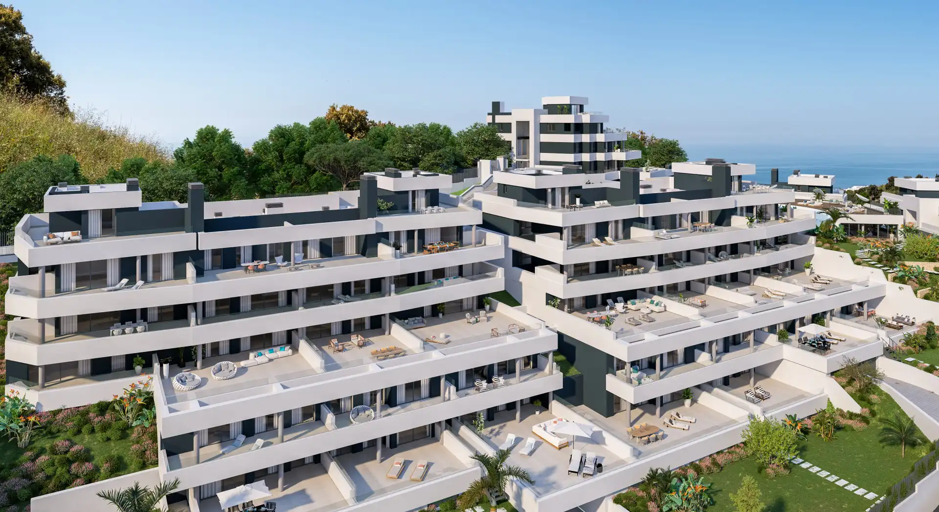 Exterior view of Apartments for sale in Marbella  with Air Conditioner, Terrace and Swimming Pool