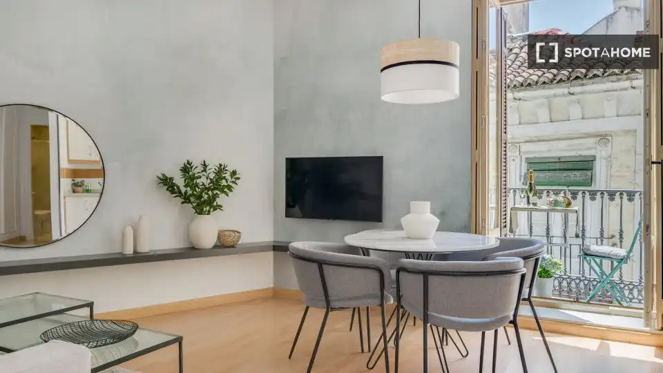 Sala d'estar de Apartament per a compartir en Málaga amb Aire condicionat, Terrassa i Moblat