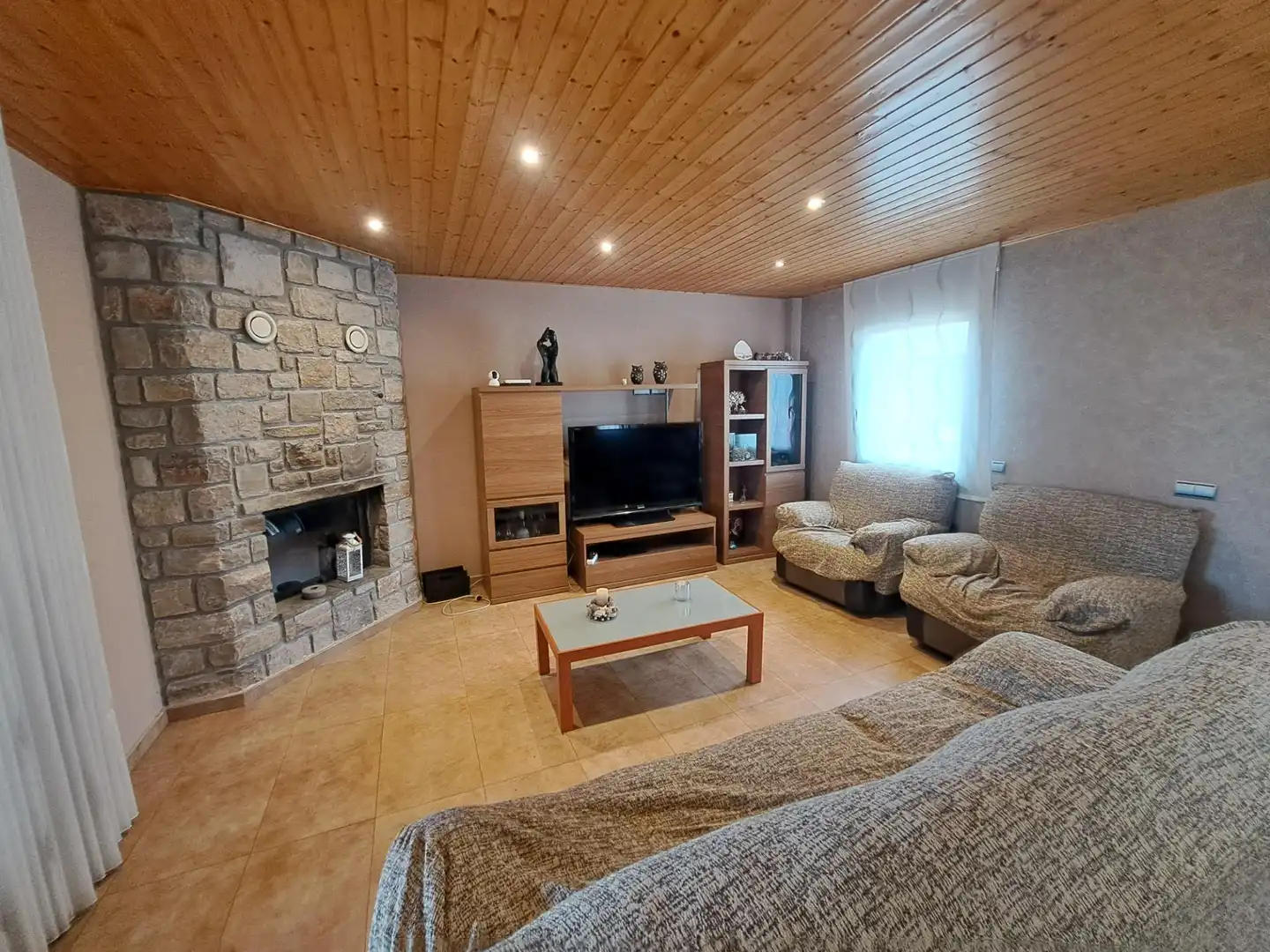 Sala d'estar de Casa o xalet en venda en El Palau d'Anglesola amb Aire condicionat, Jardí privat i Terrassa