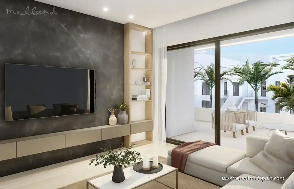 Sala de estar de Apartamento en venta en Pilar de la Horadada con Terraza y Piscina comunitaria