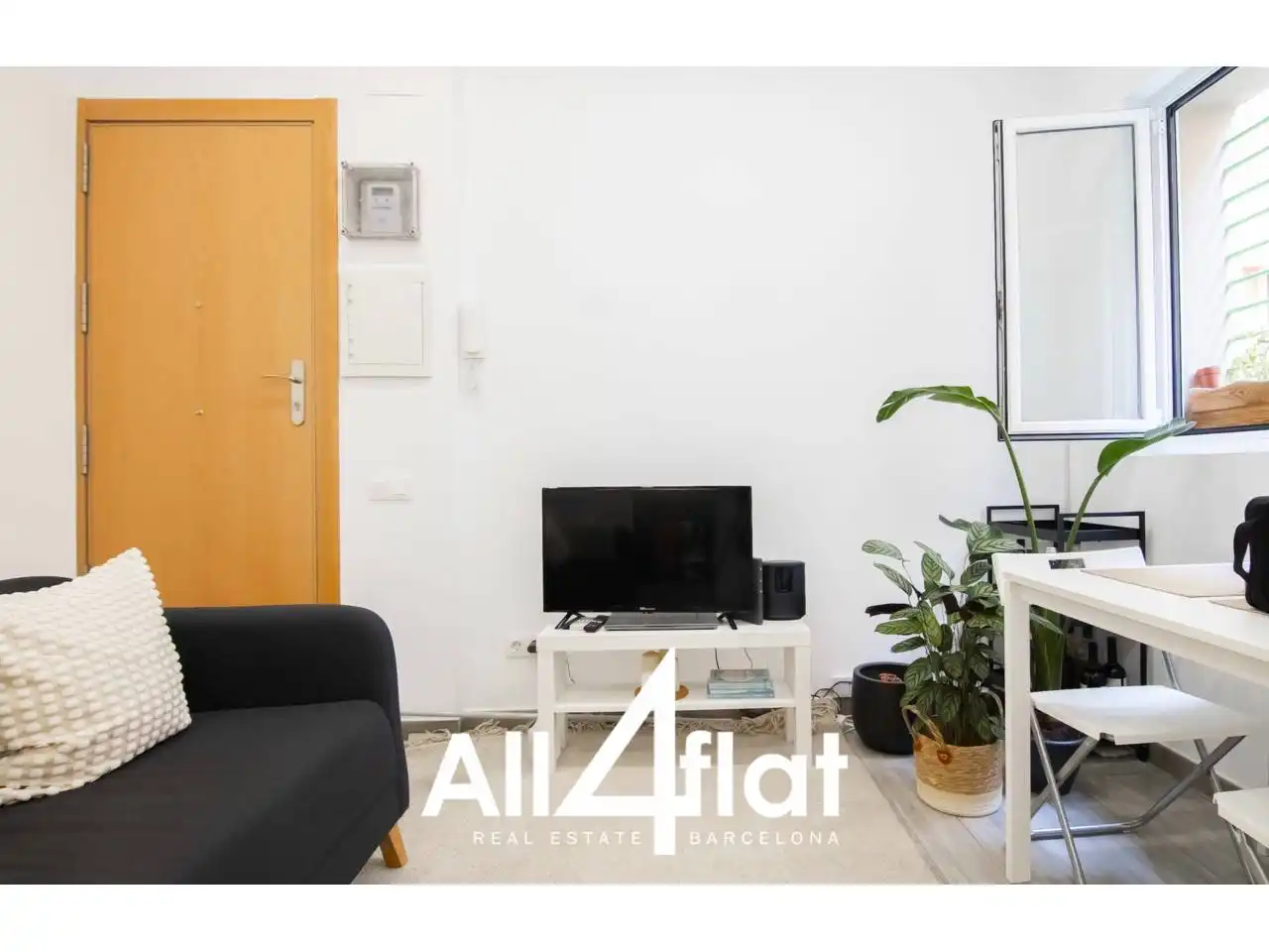 Wohnzimmer von Wohnung zur Miete in Barcelona mit Klimaanlage, Parkett und Möbliert
