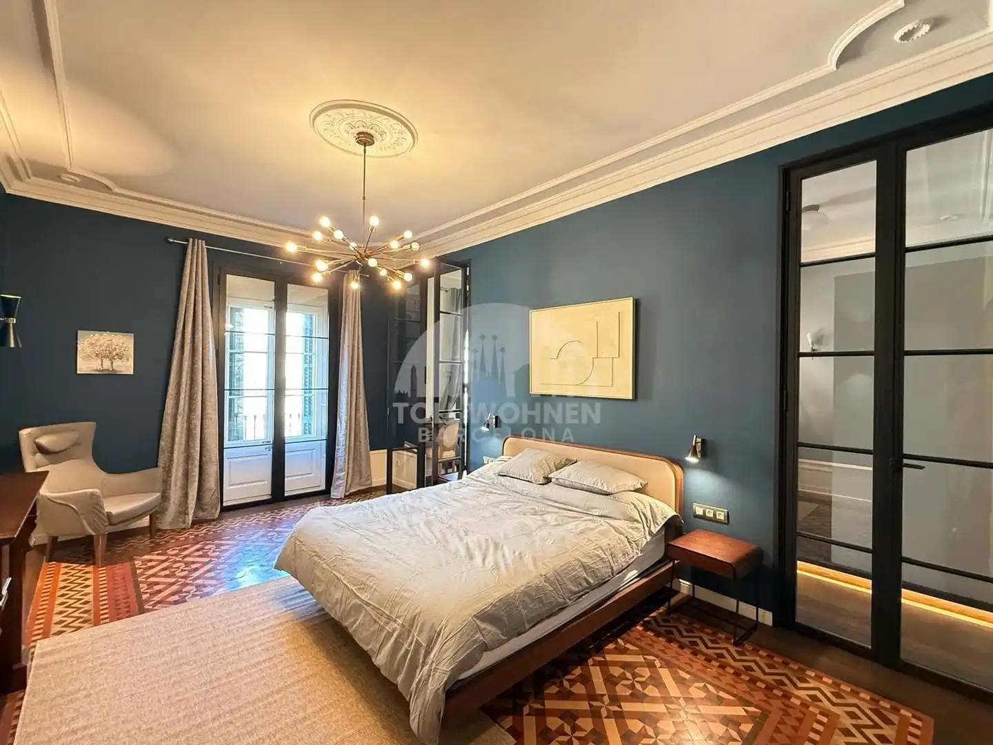 Schlafzimmer von Wohnung zur Miete in Barcelona mit Klimaanlage, Heizung und Terrasse