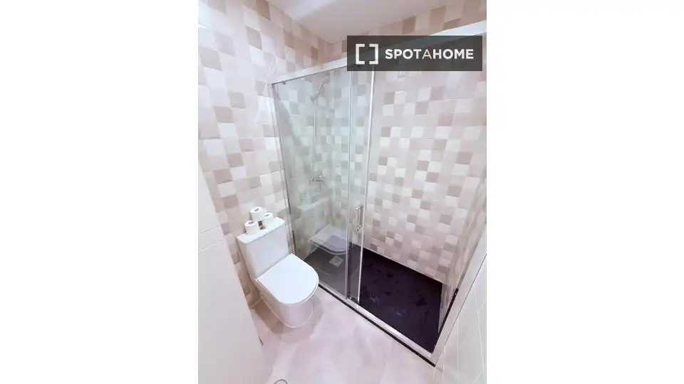 Bathroom of Study for share in Madrid  with Air Conditioner, Heating and Terrace