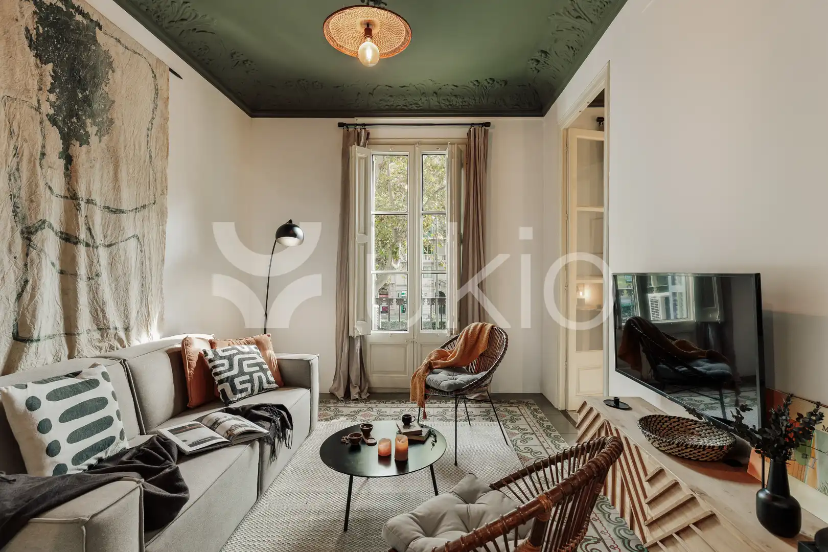 Sala d'estar de Apartament de lloguer en  Barcelona Capital amb Aire condicionat, Moblat i Forn