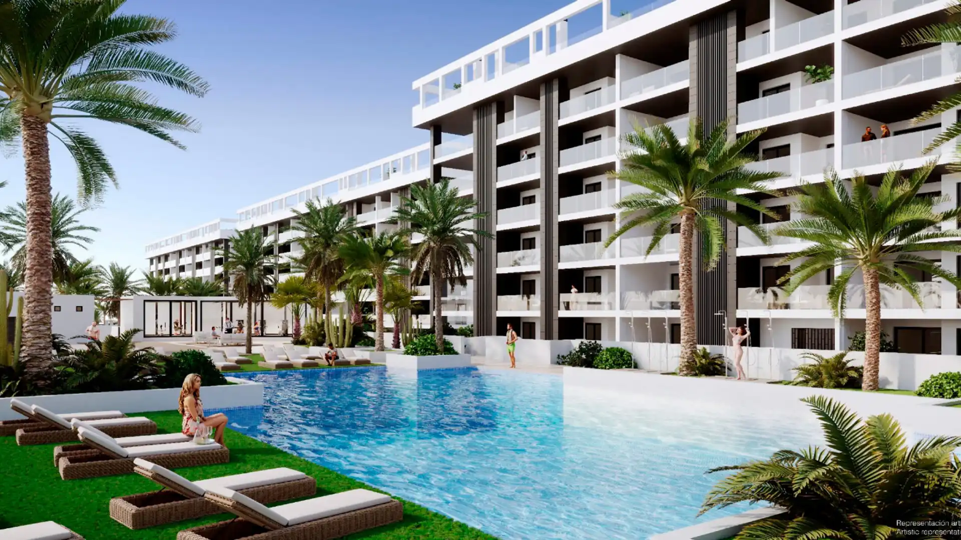 Schwimmbecken von Wohnungen zum Verkauf in Torrevieja mit Gemeinschaftspool