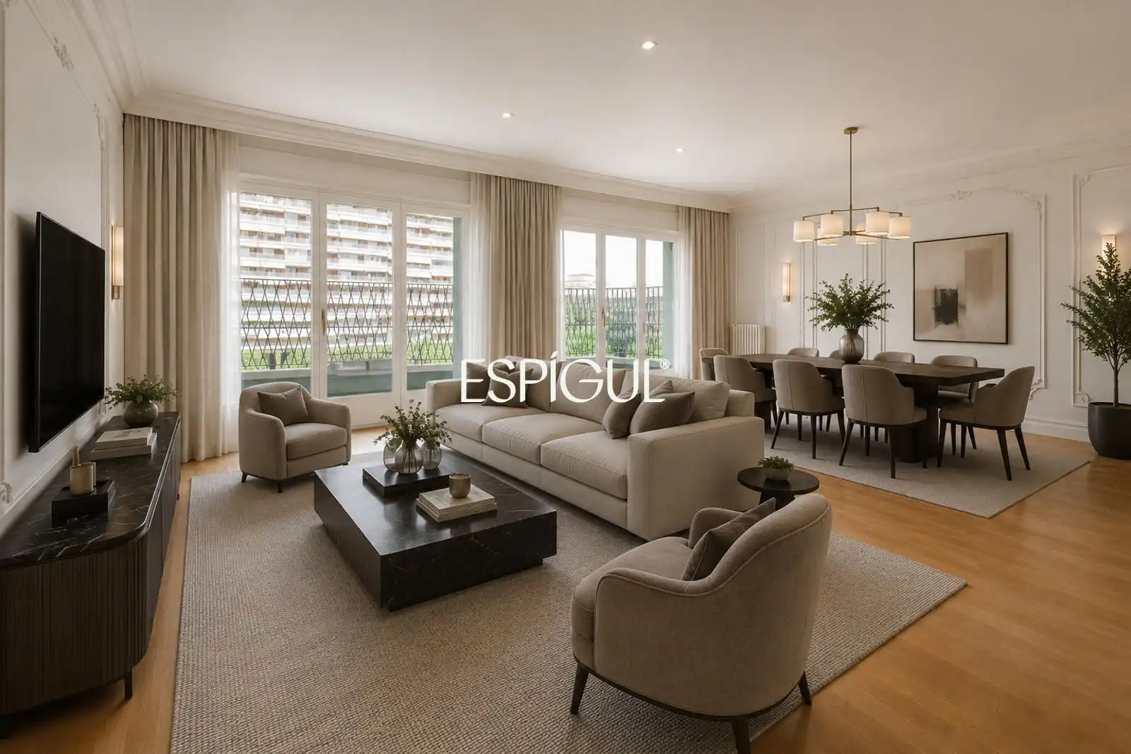 Sala de estar de Piso en venta en Barcelona con Calefacción, Parquet y Terraza