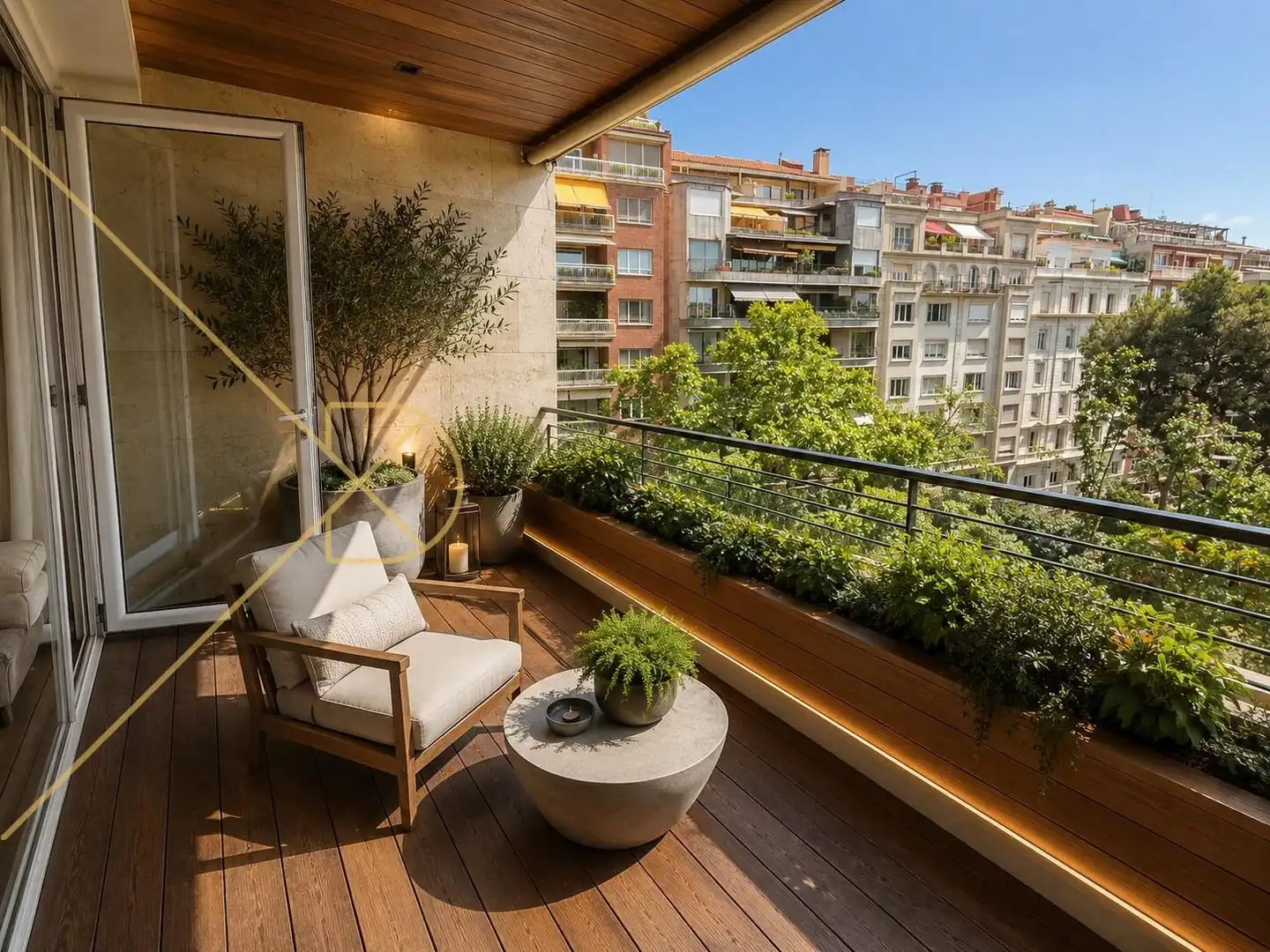 Terrasse von Dachboden zur Miete in Barcelona mit Klimaanlage, Heizung und Parkett