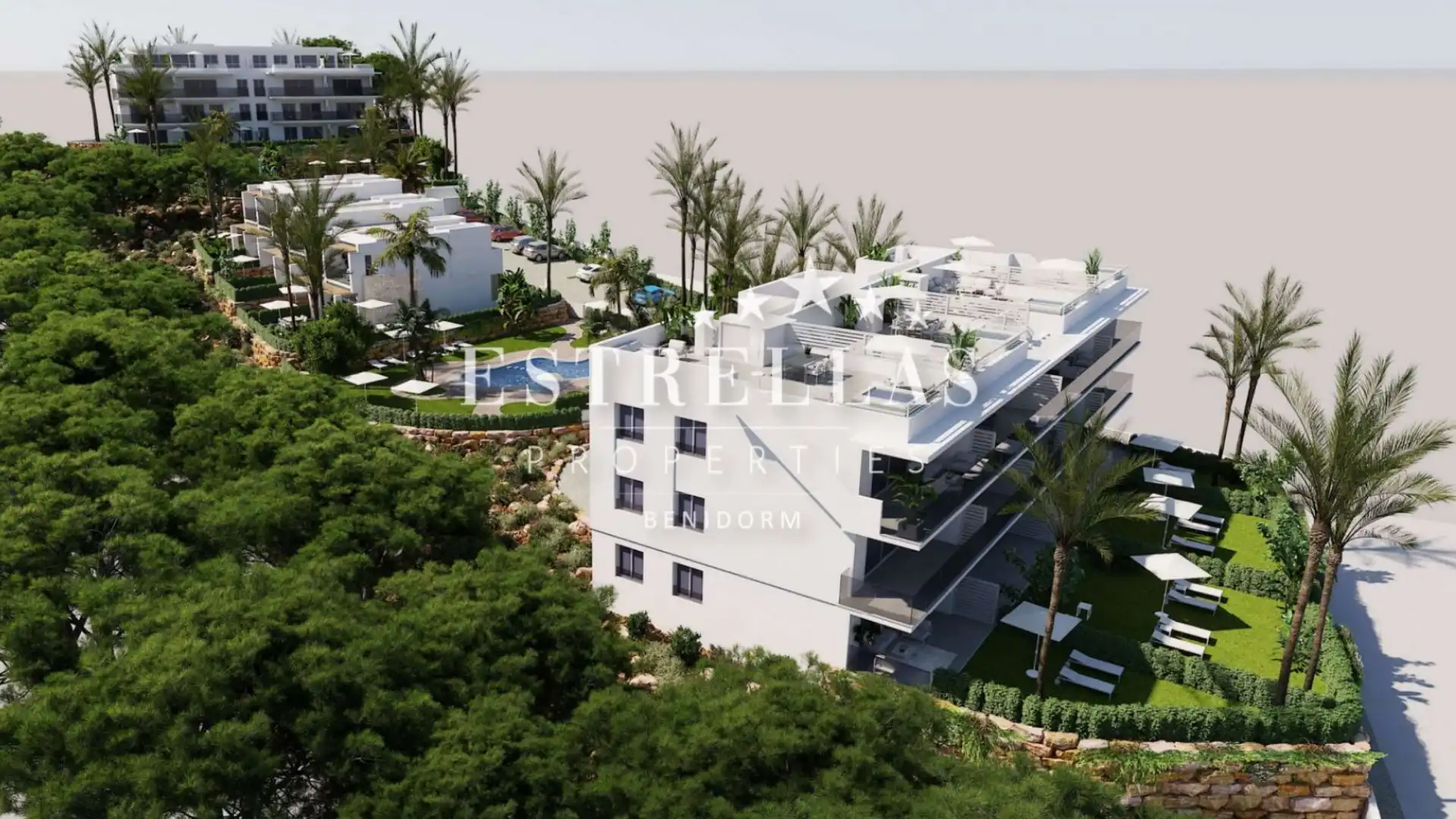 Außenansicht von Dachboden zum Verkauf in Finestrat mit Klimaanlage, Heizung und Privatgarten