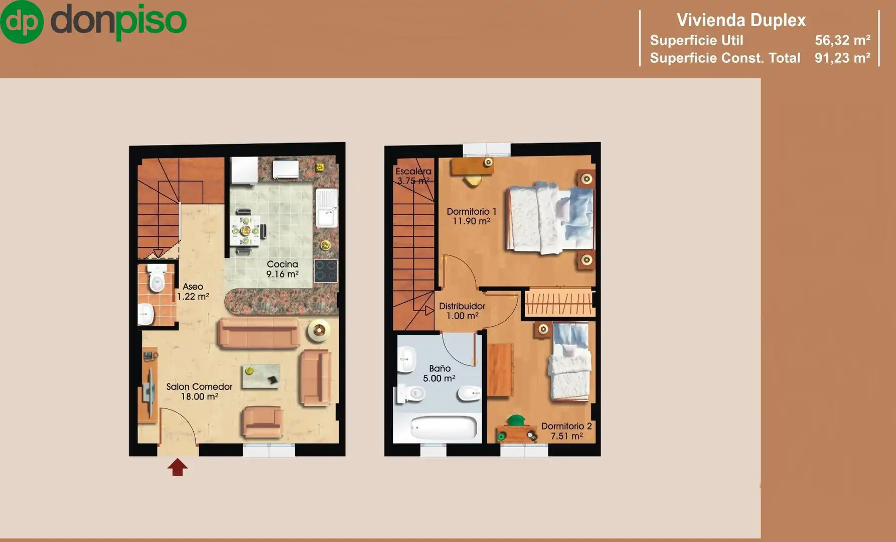 Duplexes for sale in Granada  with Air Conditioner and Heating