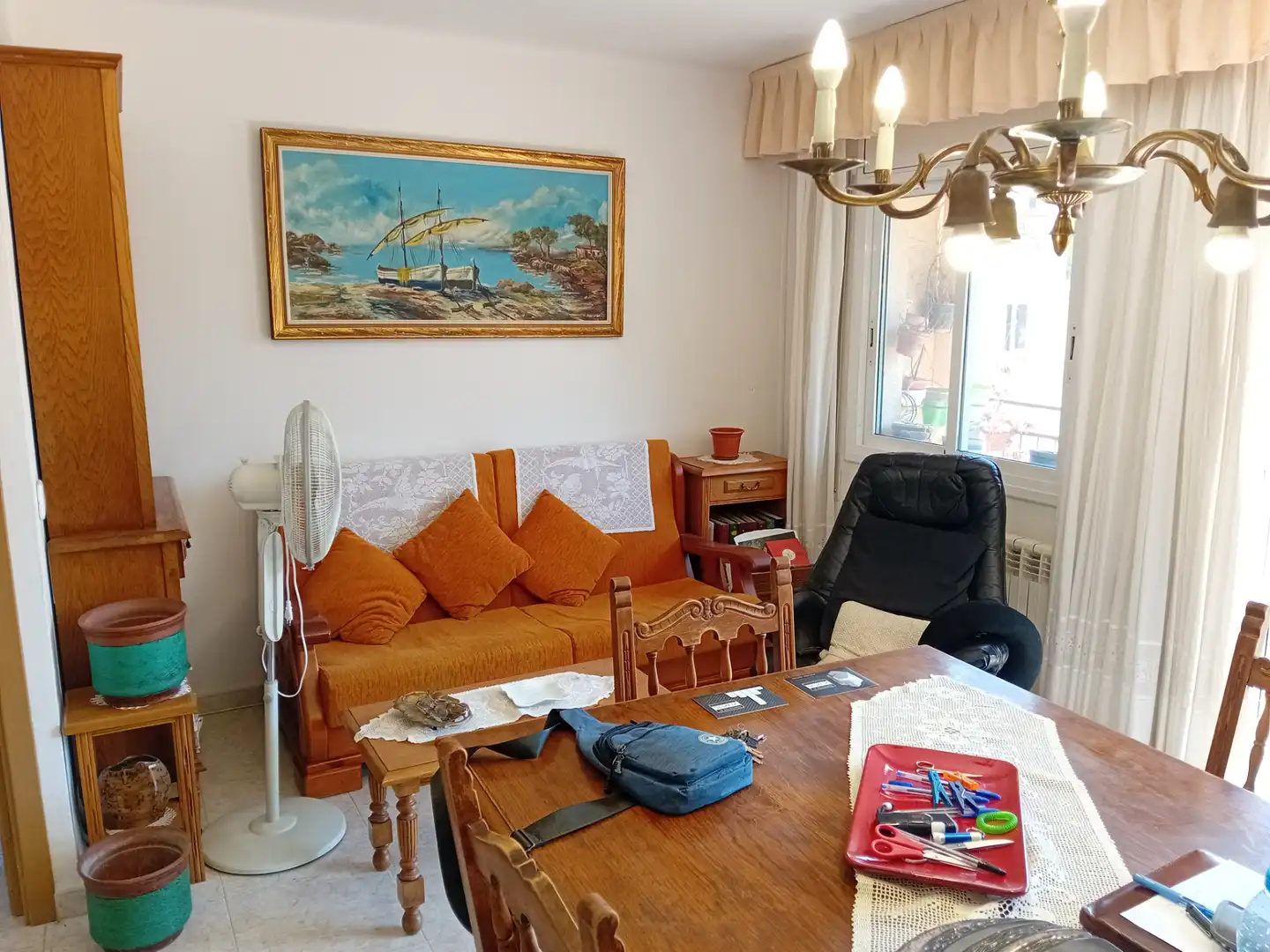 Sala de estar de Piso en venta en Girona con Calefacción, Terraza y Amueblado