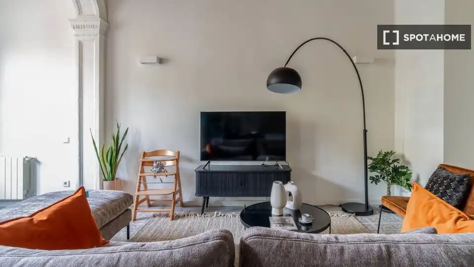 Sala de estar de Piso de alquiler en Barcelona con Aire acondicionado, Calefacción y Amueblado