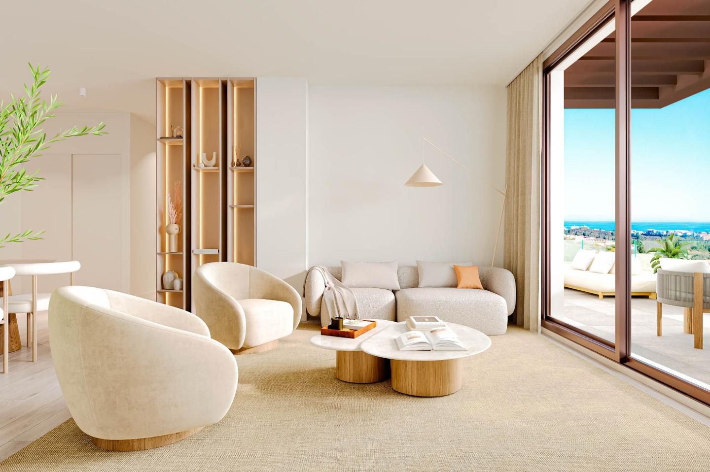 Sala d'estar de Apartament en venda en Mijas amb Aire condicionat, Calefacció i Jardí privat