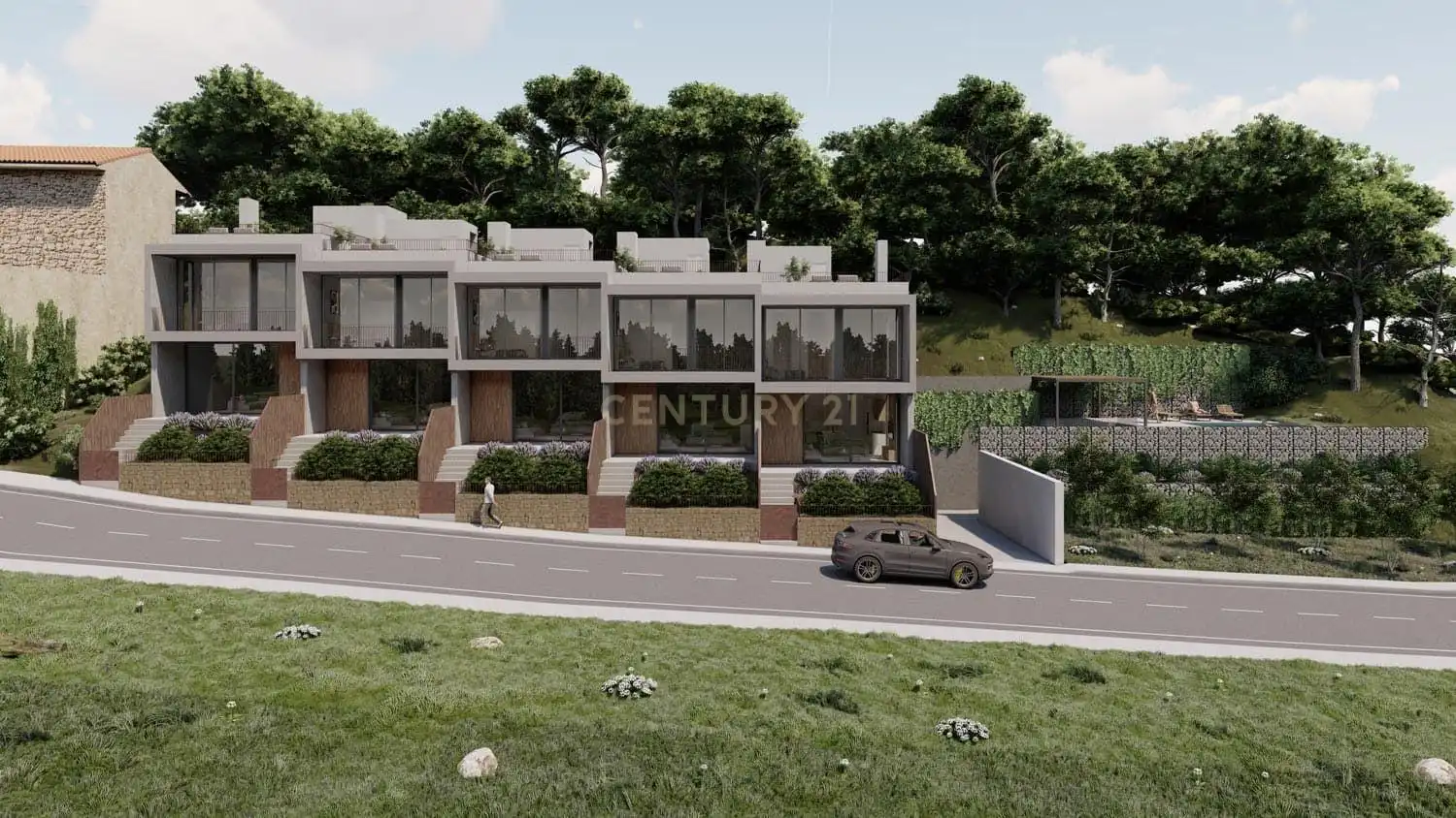 Außenansicht von Einfamilien-Reihenhaus zum Verkauf in Begur mit Klimaanlage, Privatgarten und Gemeinschaftspool