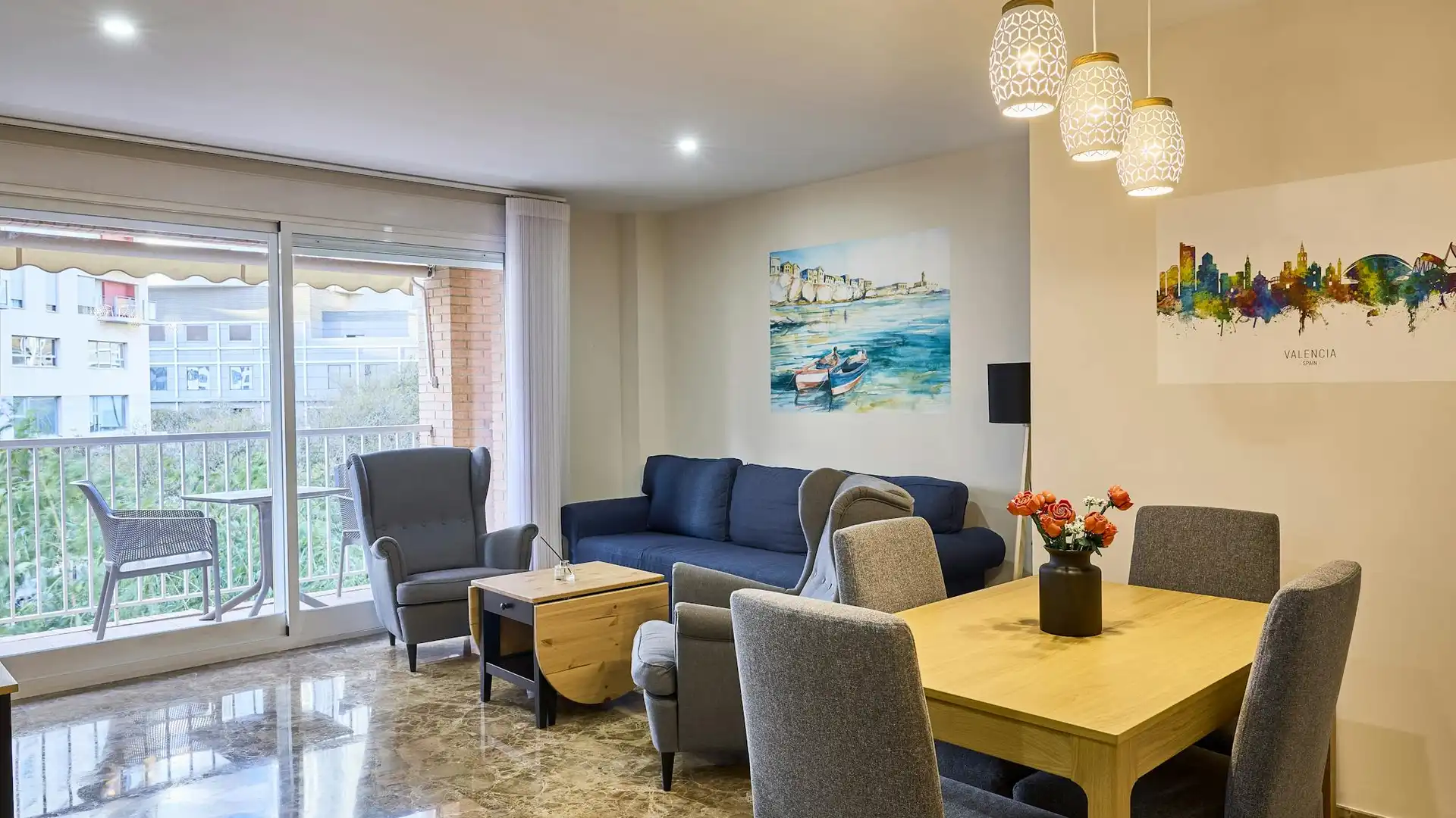 Sala d'estar de Pis de lloguer en  Valencia Capital amb Aire condicionat, Calefacció i Jardí privat