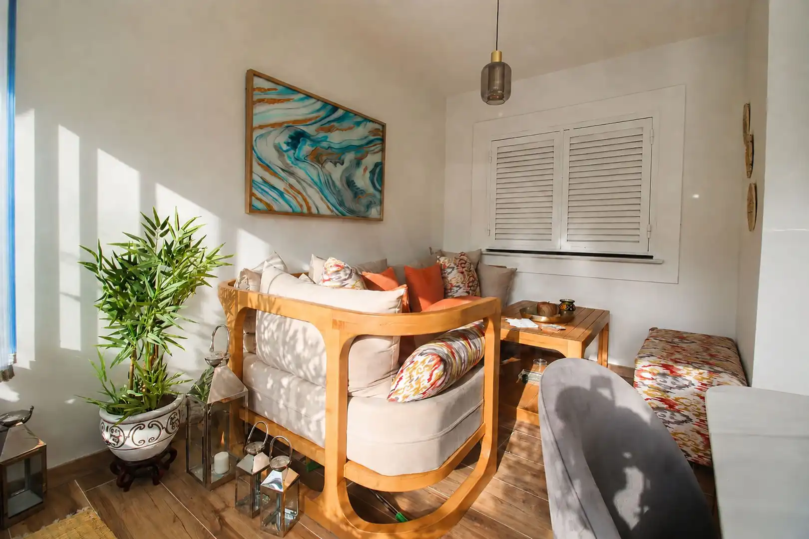 Living room of Flat for rent in Marbella  with Air Conditioner, Terrace and Swimming Pool