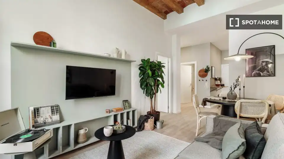 Sala de estar de Piso de alquiler en Barcelona con Aire acondicionado, Calefacción y Amueblado