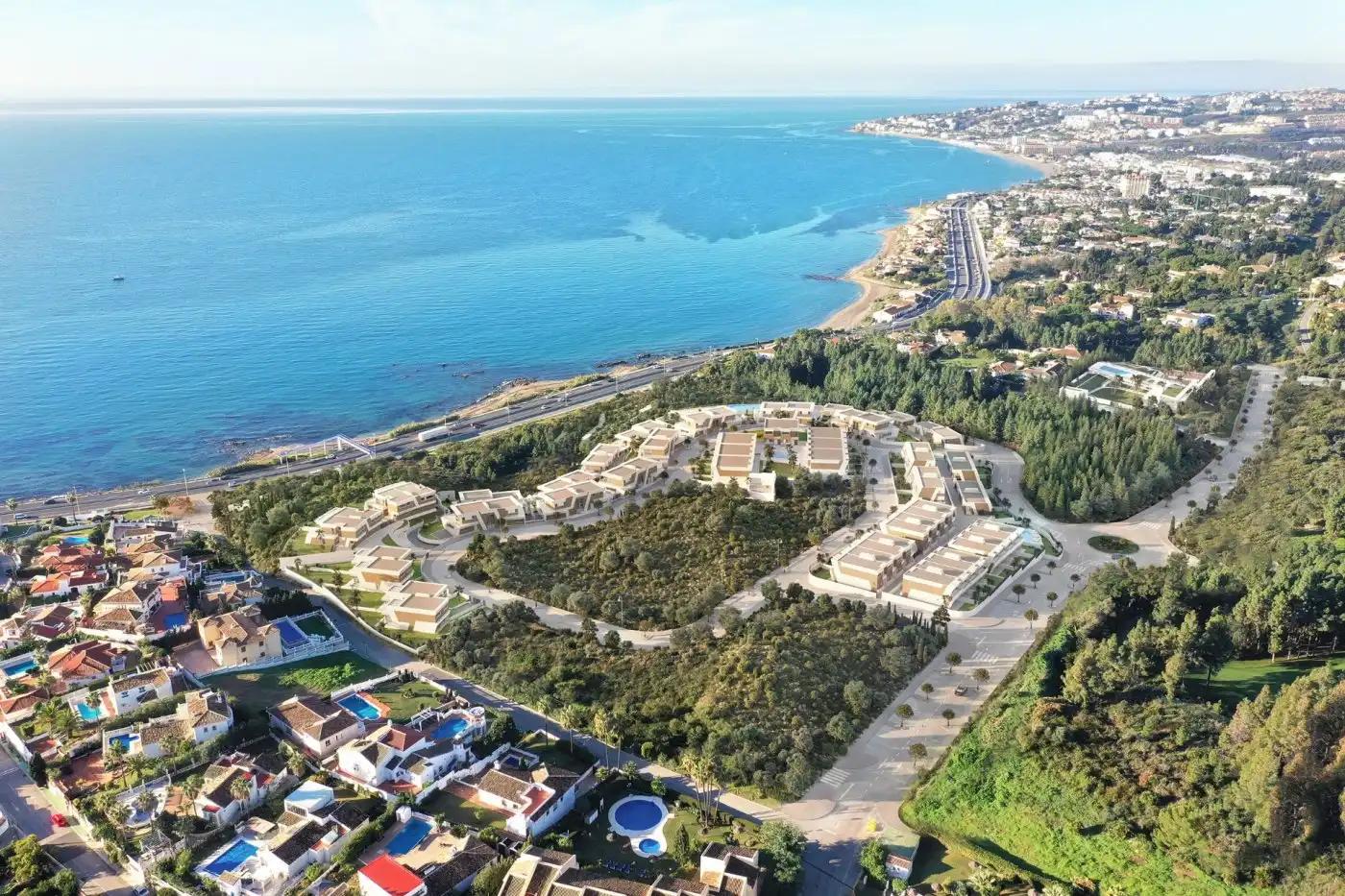 Vista exterior de Casa adosada en venta en Mijas con Aire acondicionado, Calefacción y Jardín privado