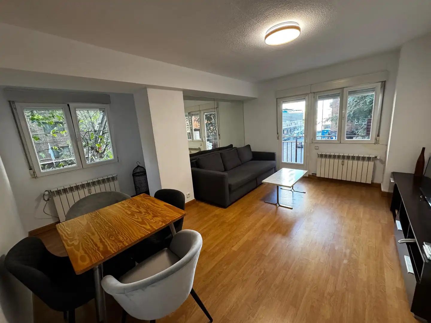 Sala d'estar de Pis de lloguer en  Madrid Capital amb Aire condicionat, Terrassa i Balcó