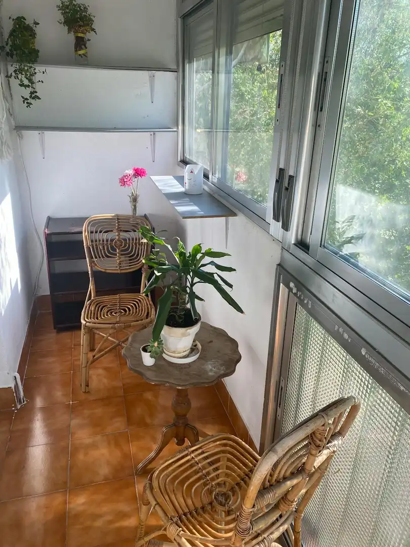 Balcony of Flat for share in Madrid  with Air Conditioner, Heating and Washing machine