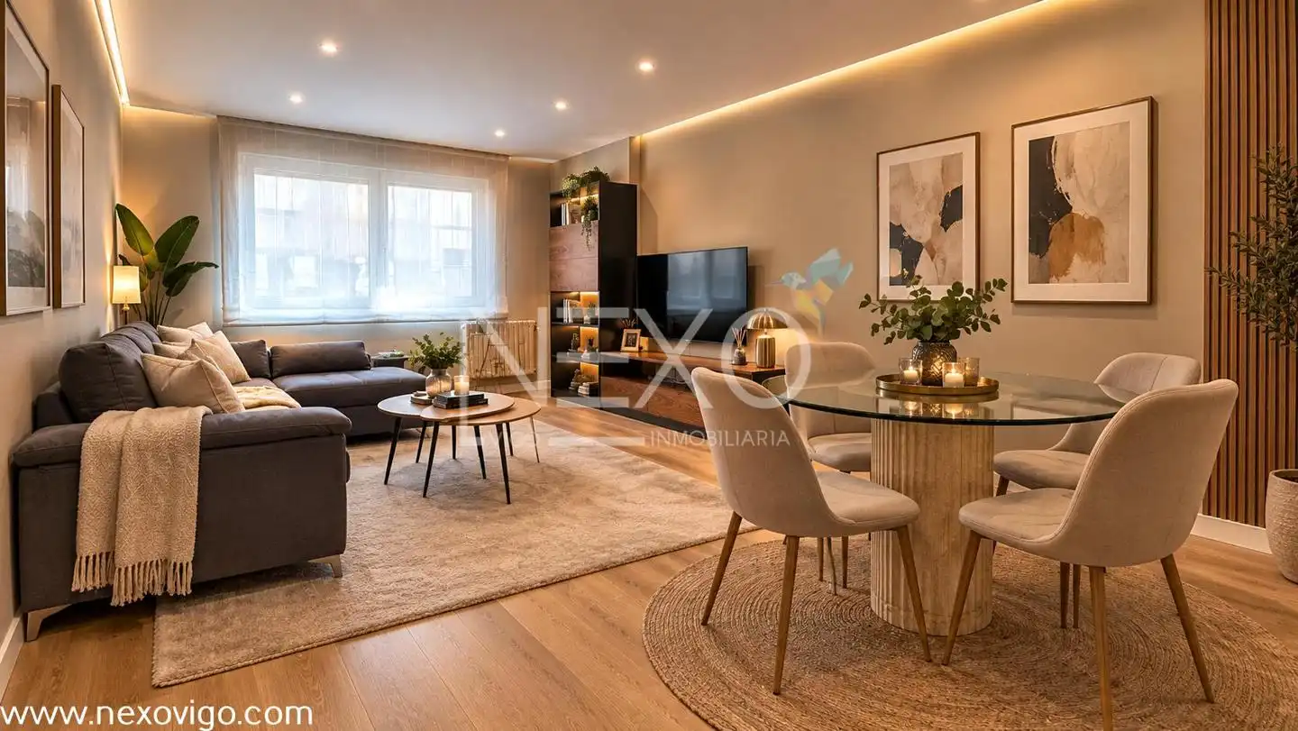 Sala de estar de Piso en venta en Vigo  con Calefacción, Trastero y Amueblado