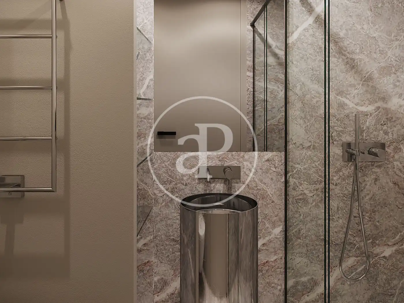 Badezimmer von Wohnung zum Verkauf in Barcelona mit Klimaanlage, Heizung und Privatgarten