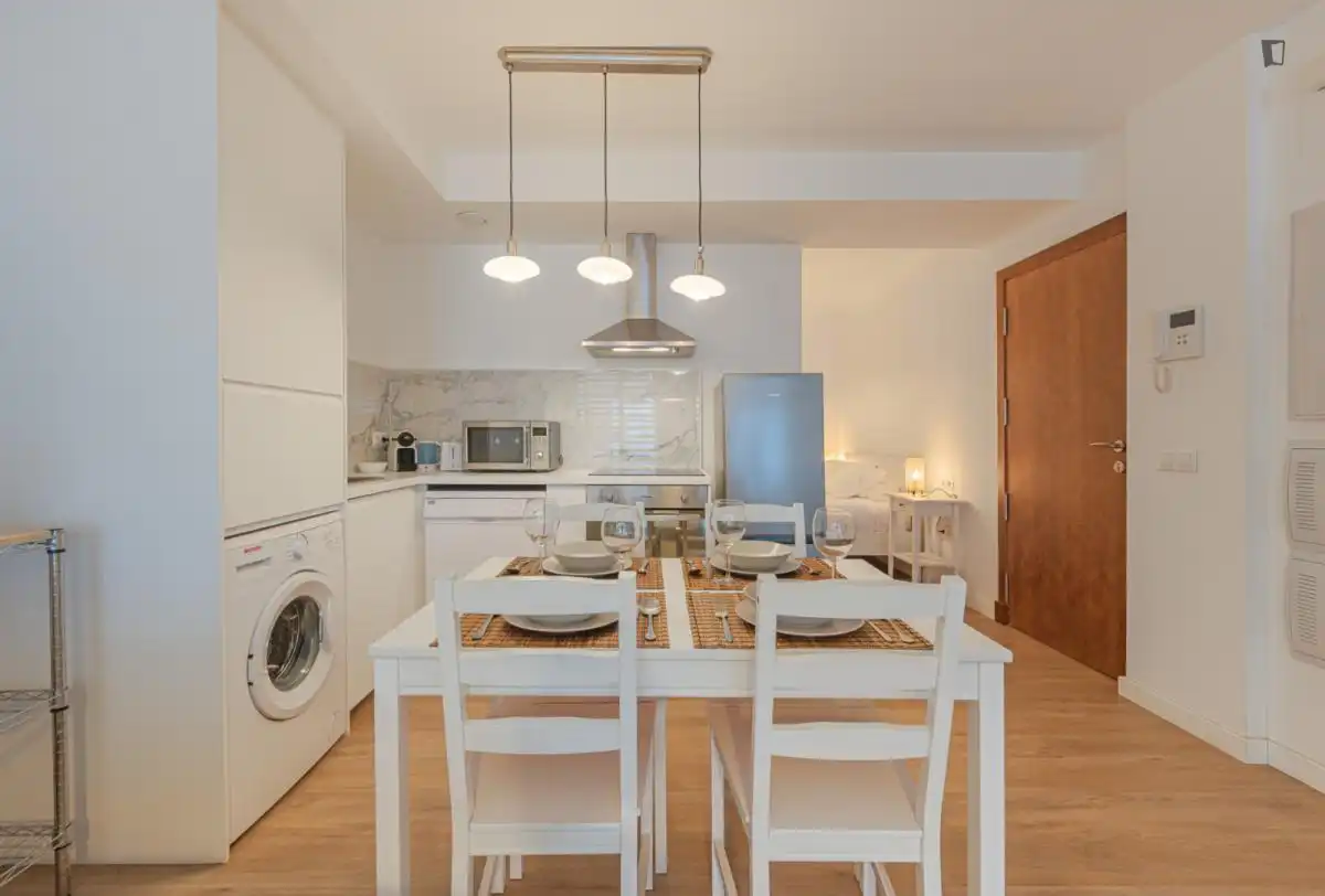 Cuina de Estudi de lloguer en Málaga amb Aire condicionat, Moblat i Forn