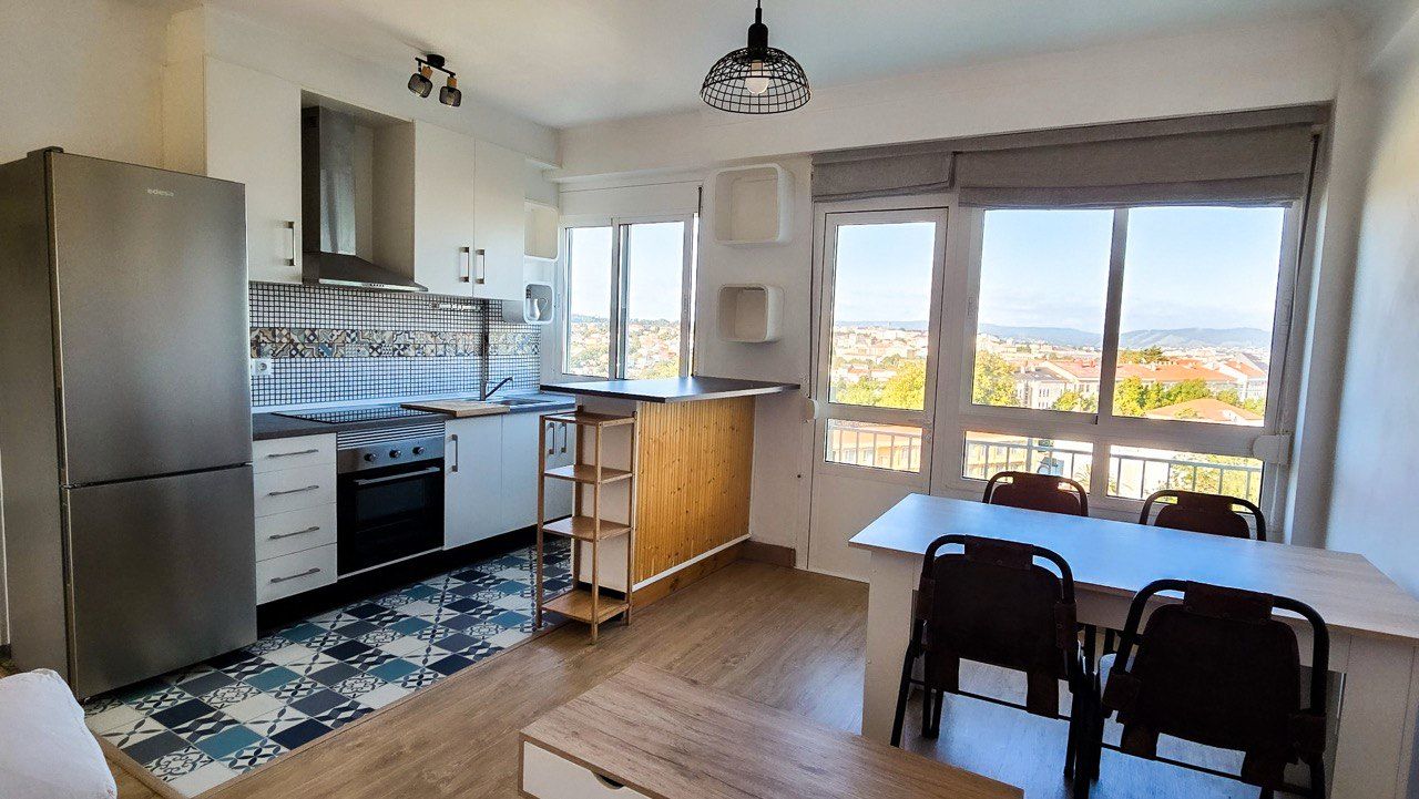 Kitchen of Flat to rent in Ferrol  with Parquet flooring, Terrace and Furnished