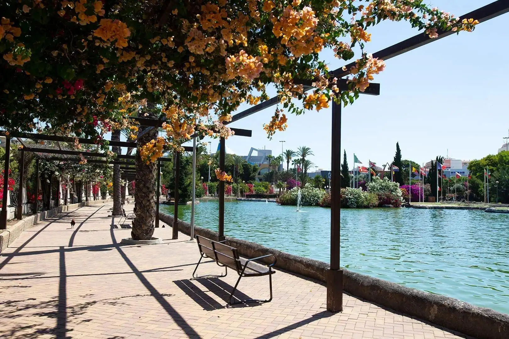 Außenansicht von Wohnungen zur Miete in Torrevieja mit Klimaanlage, Heizung und Privatgarten