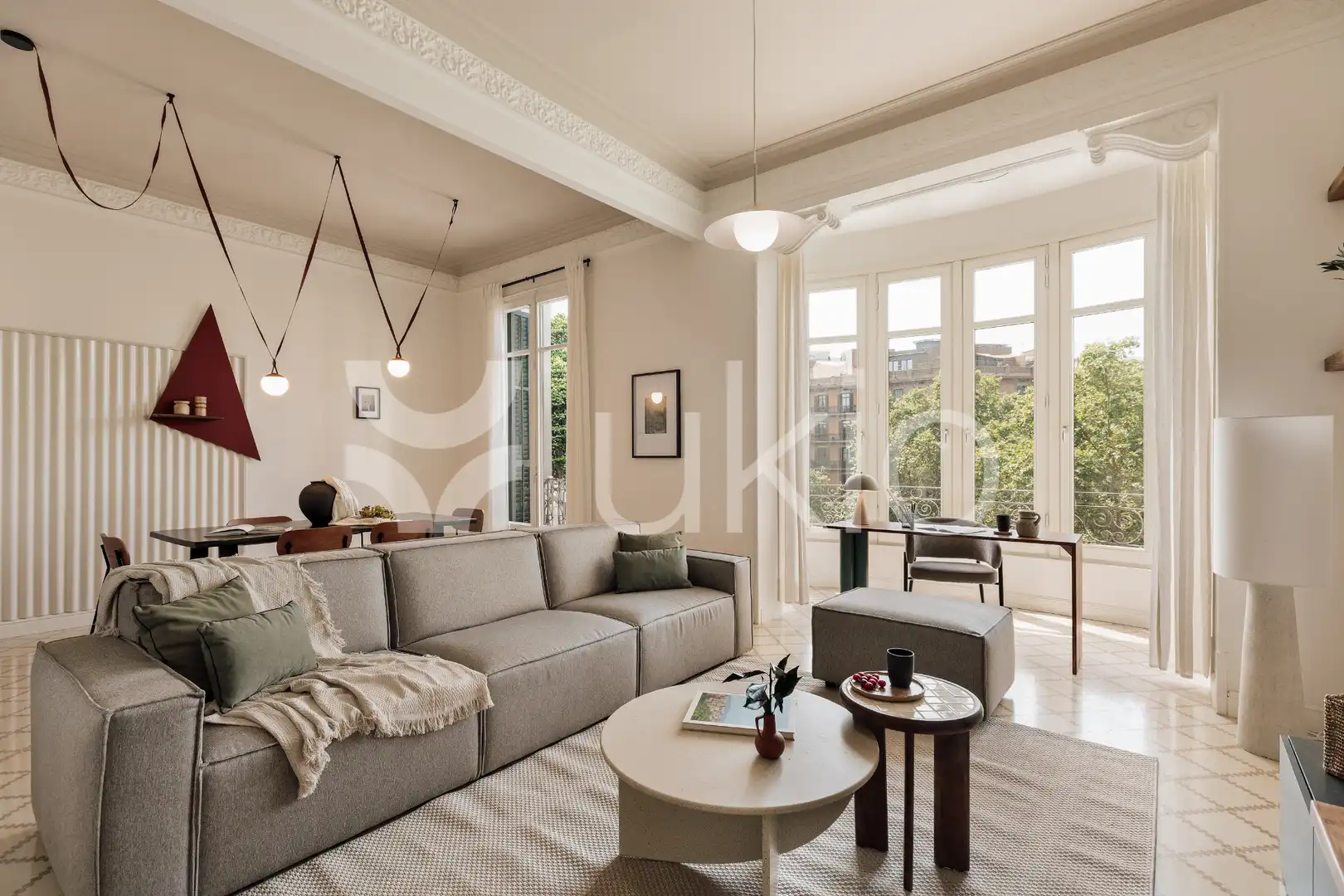 Sala de estar de Apartamento de alquiler en Barcelona con Aire acondicionado, Calefacción y Amueblado