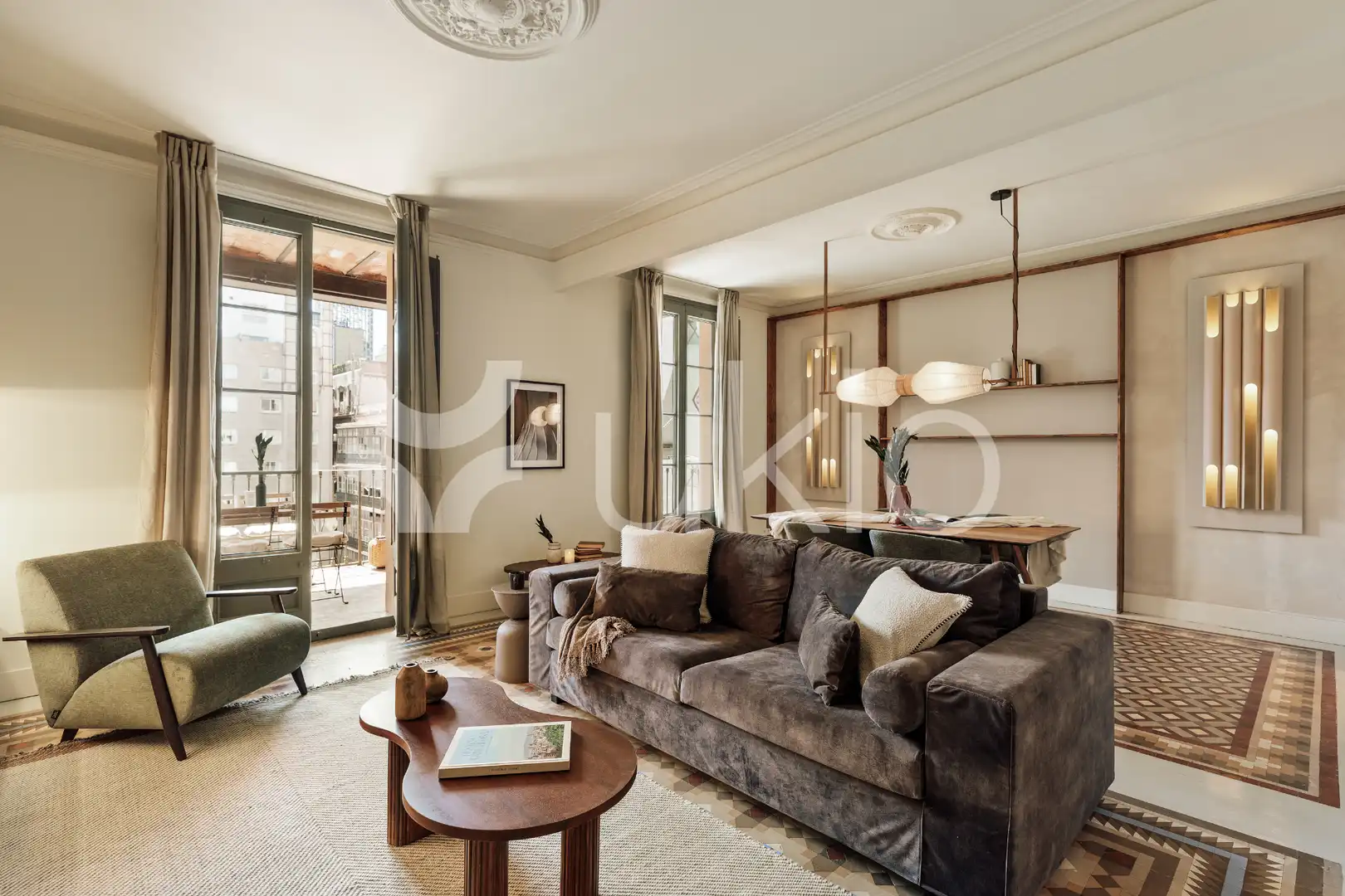 Wohnzimmer von Wohnungen zur Miete in Barcelona mit Klimaanlage, Heizung und Terrasse