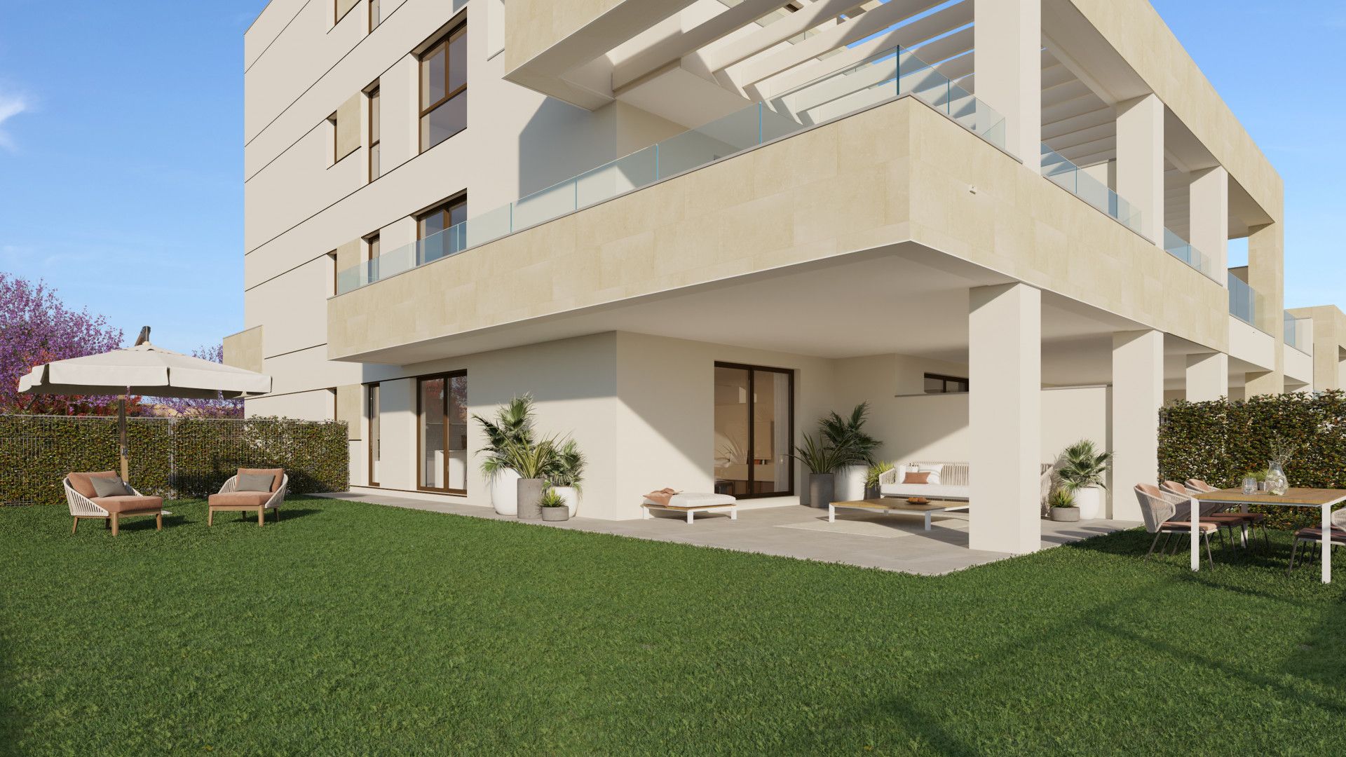 Exterior view of Planta baja for sale in Estepona  with Air Conditioner, Private garden and Terrace