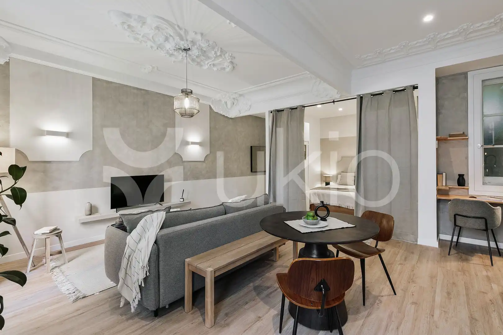 Living room of Study for rent in Barcelona  with Air Conditioner, Heating and Furnished