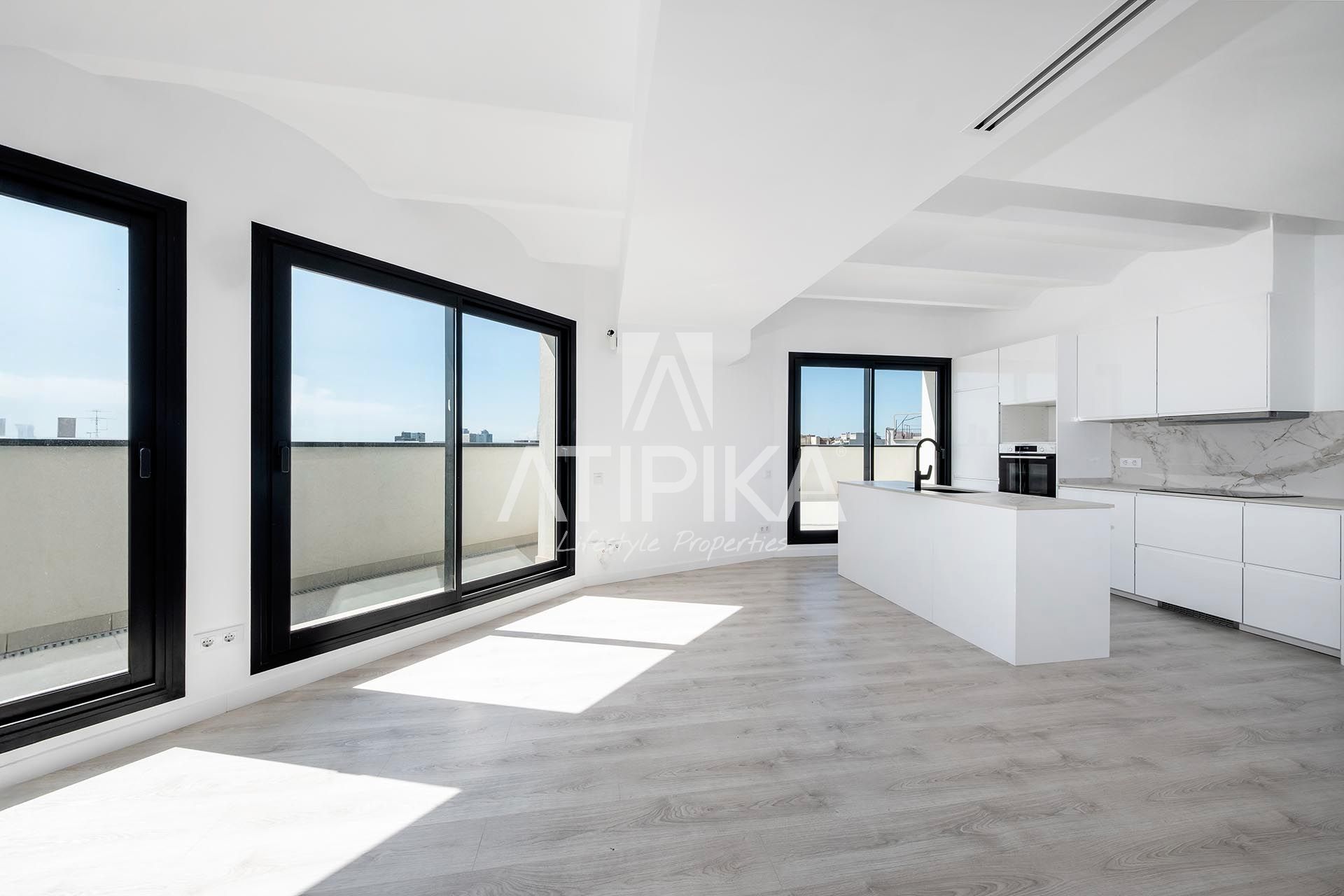 Kitchen of Attic for sale in  Barcelona Capital  with Heating, Parquet flooring and Terrace