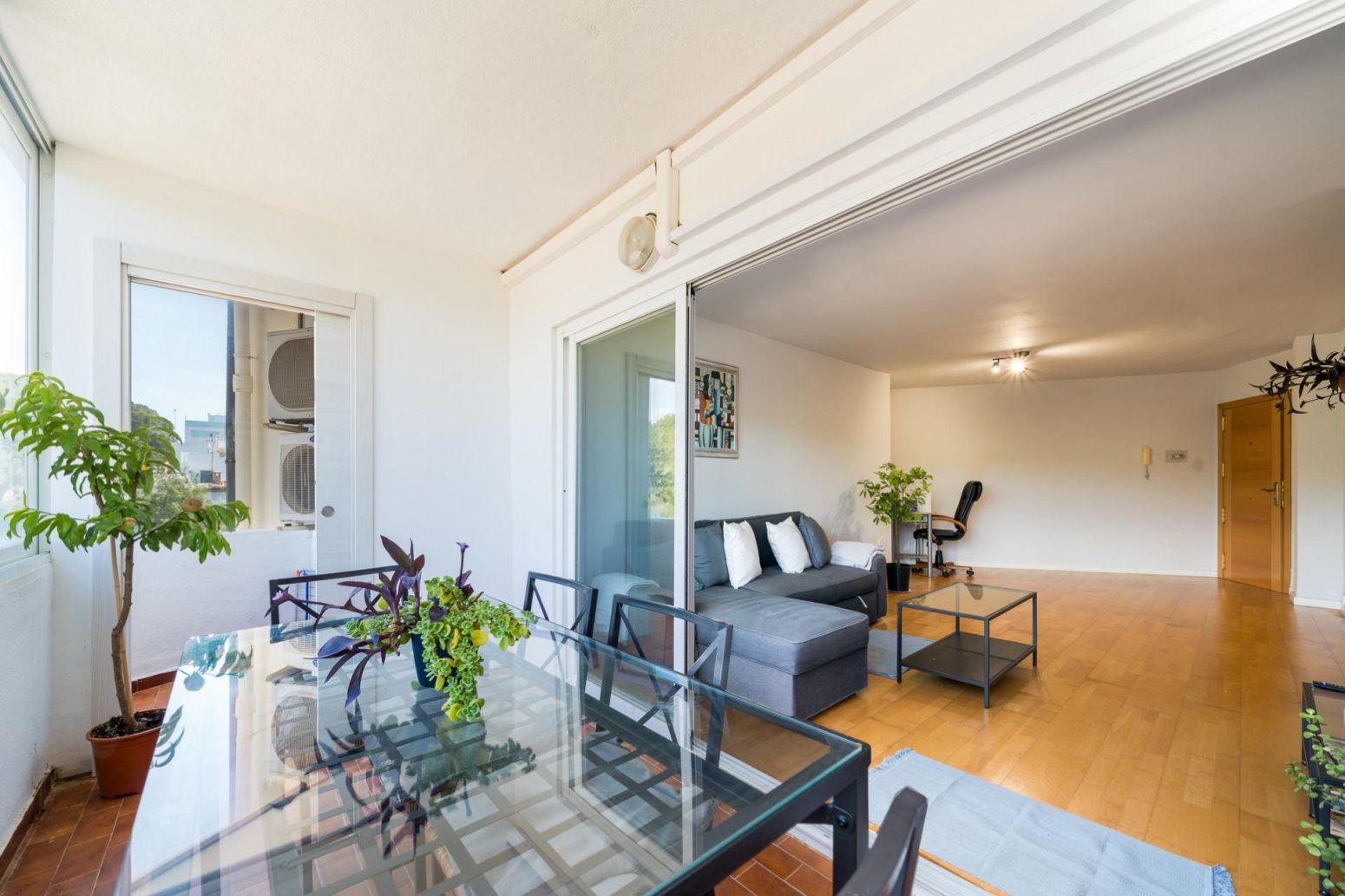 Living room of Flat for sale in  Palma de Mallorca  with Parquet flooring, Terrace and Balcony