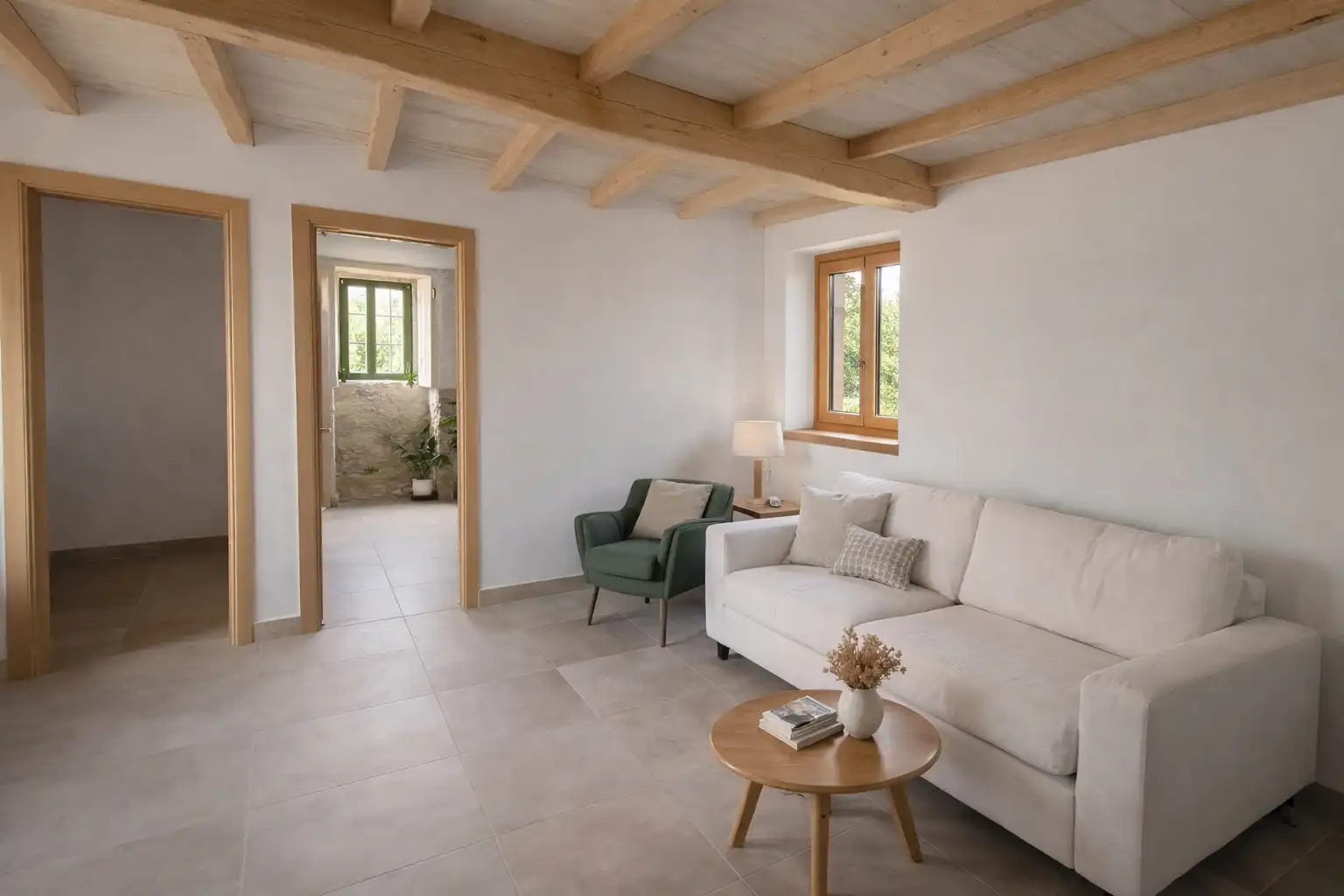 Sala de estar de Casa adosada en venta en A Lama   con Jardín privado