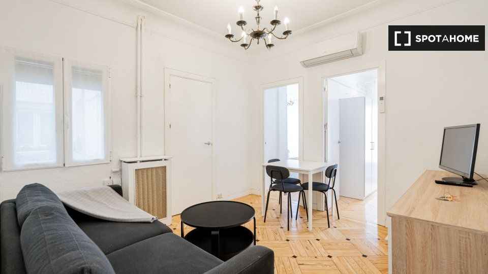 Living room of Flat to rent in  Madrid Capital  with Air Conditioner, Heating and Furnished